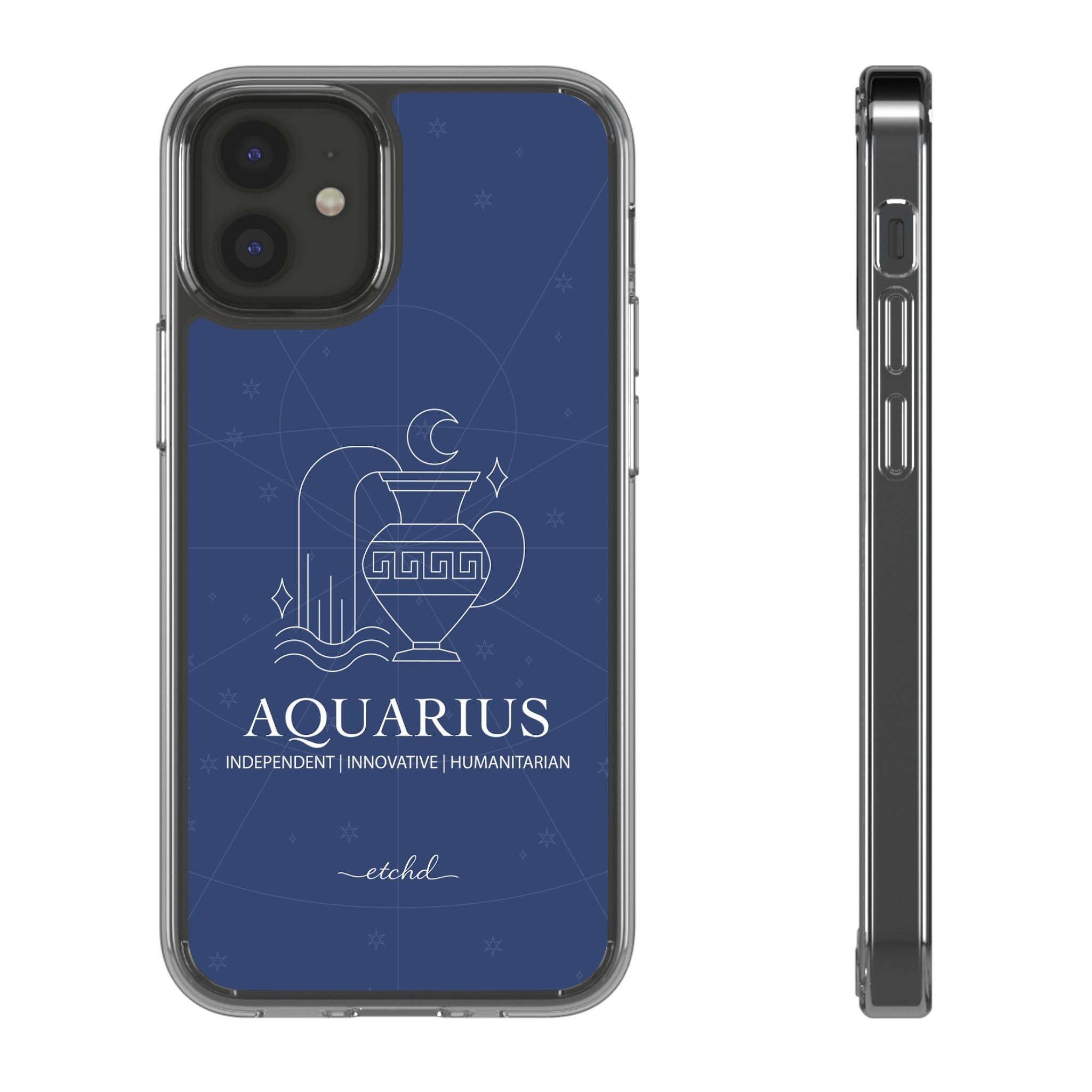 Aquarius Clear Phone Case by etchd, view 2