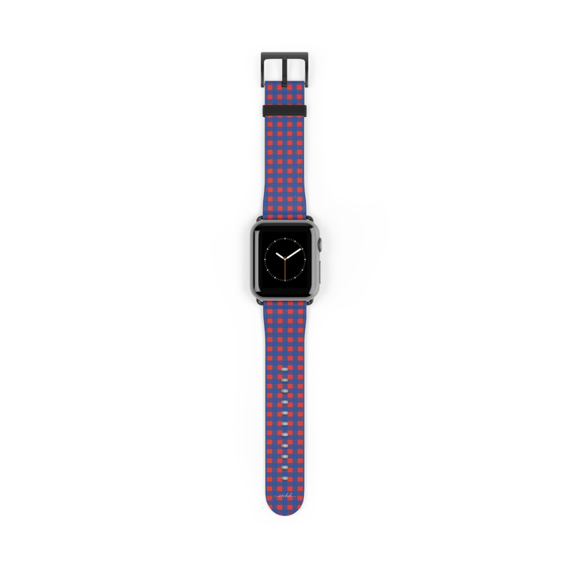 Cobalt & Poppy Gingham Smartwatch Strap by etchd