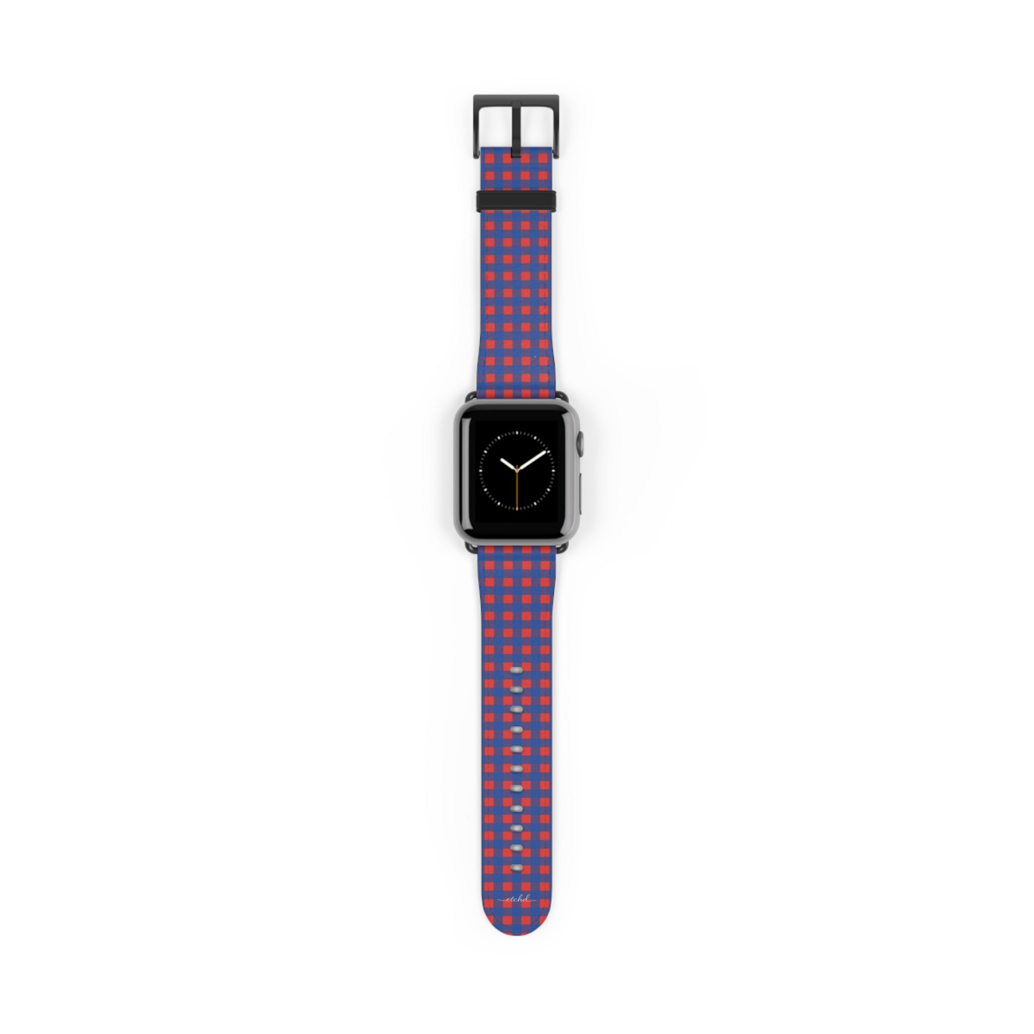 Cobalt & Poppy Gingham Smartwatch Strap by etchd