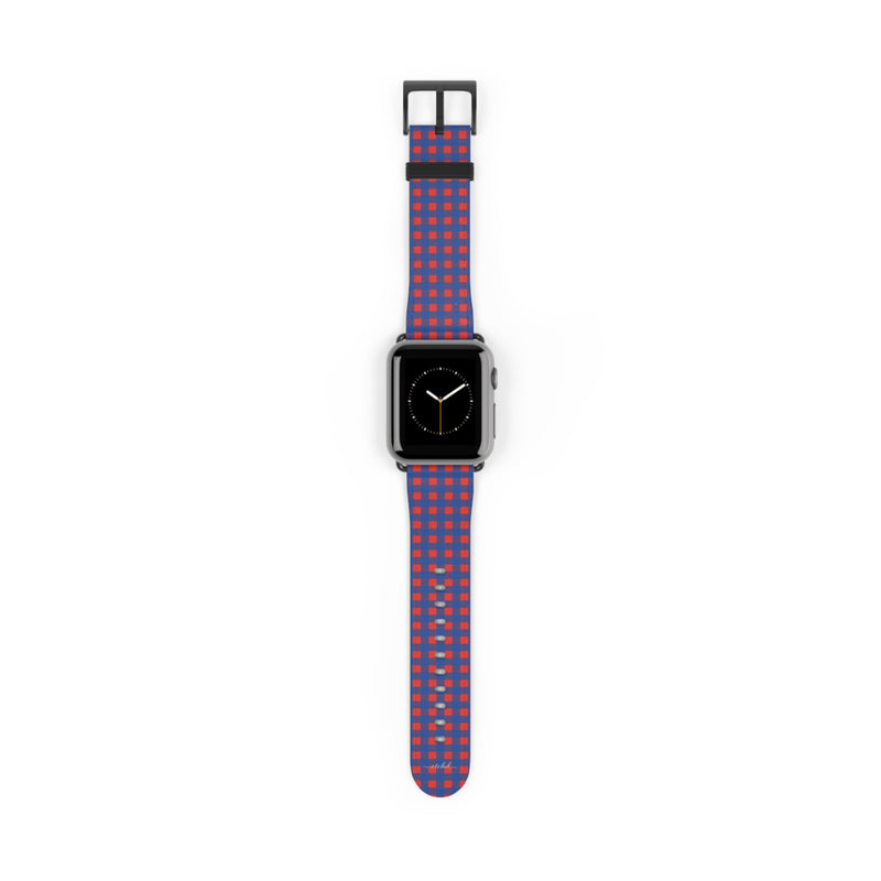Cobalt & Poppy Gingham Smartwatch Strap by etchd