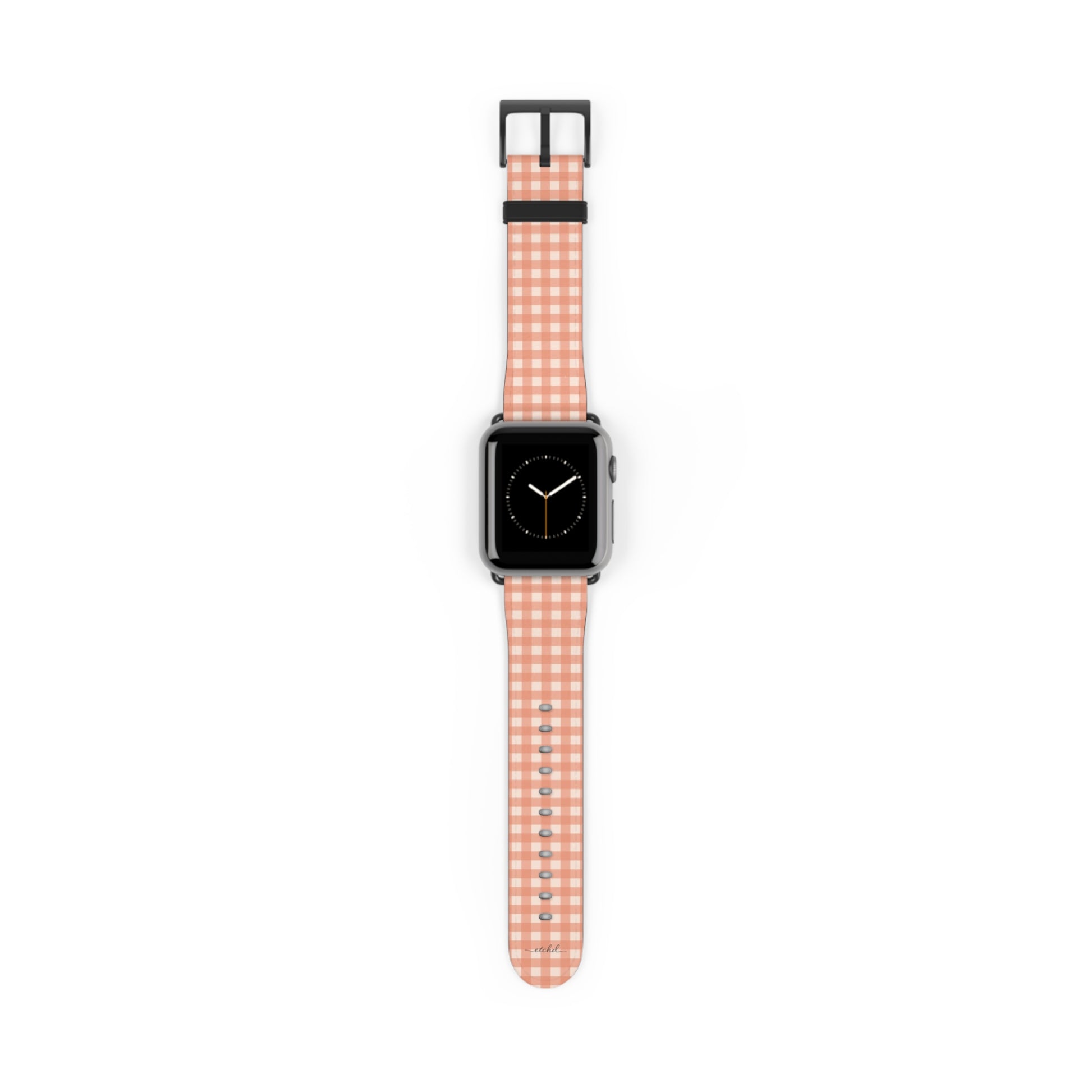 Coral & Cream Gingham Correa para smartwatch de etchd