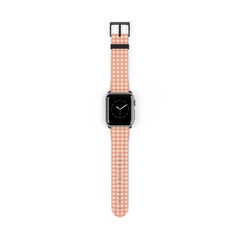 Coral & Cream Gingham Correa para smartwatch de etchd