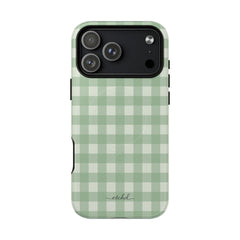 Sage & Cream Gingham Magnetic Phone Case by etchd, view 31