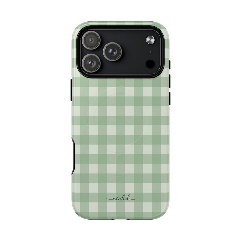 Sage & Cream Gingham Magnetic Phone Case by etchd, view 31