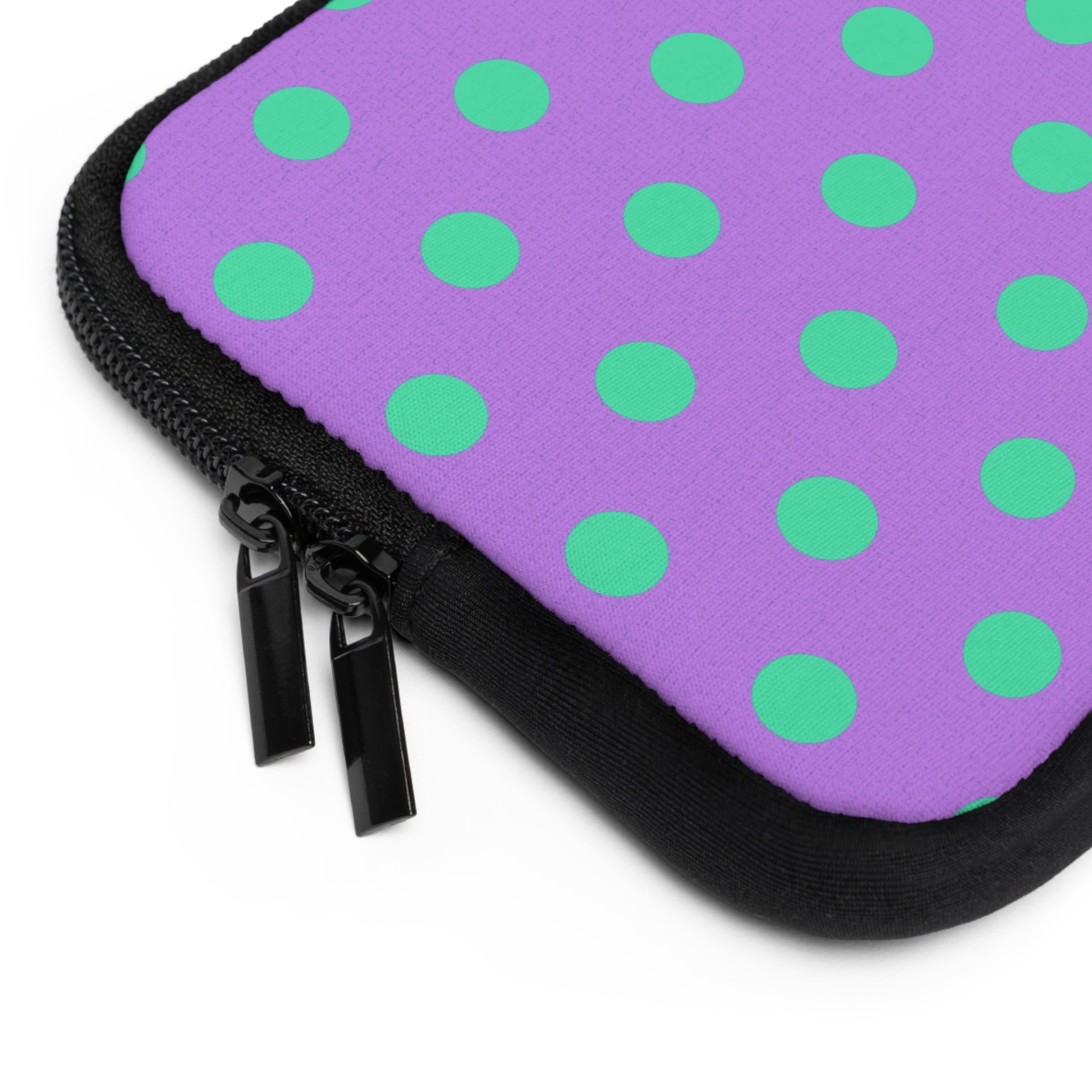 Hypermint And Lilac Polka Dot Laptop Sleeve by etchd, view 12