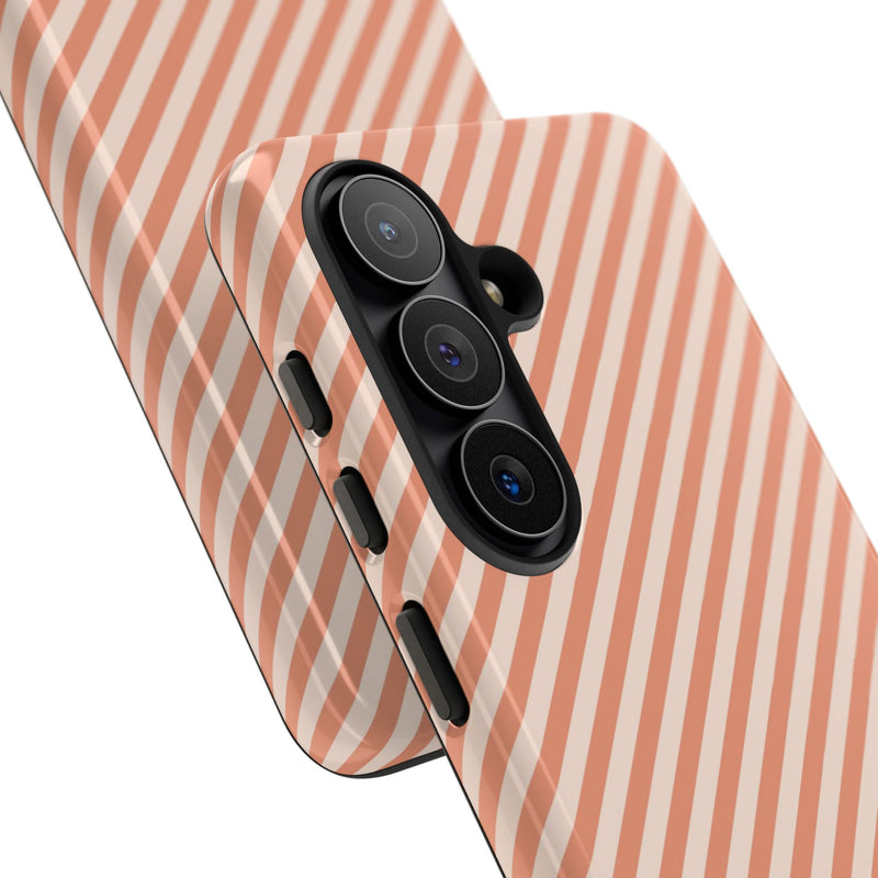 Coral & Cream Striped Diagonal Phone Case by etchd, view 209