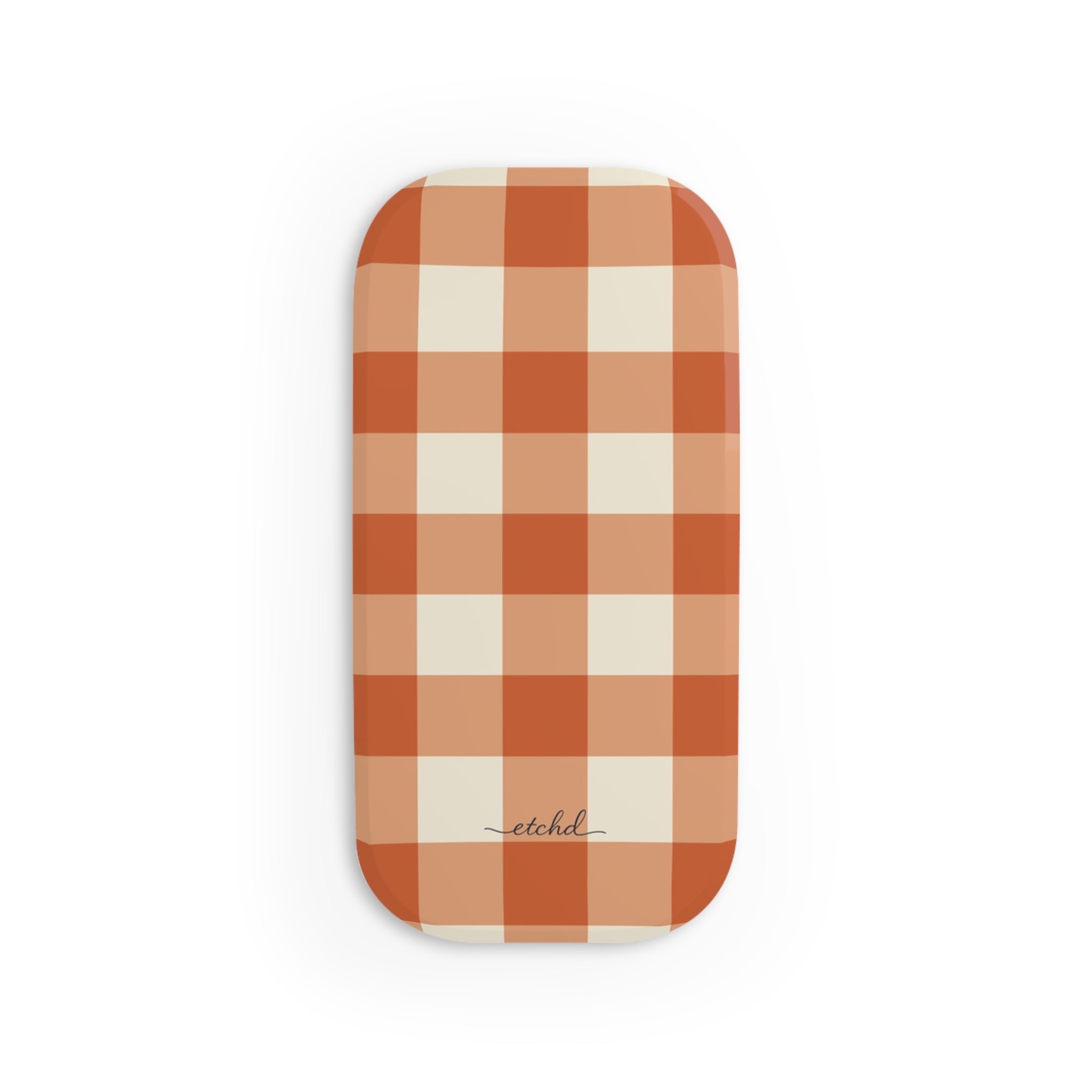 Terracotta & Cream Gingham Click-On Phone Grip by etchd, view 2