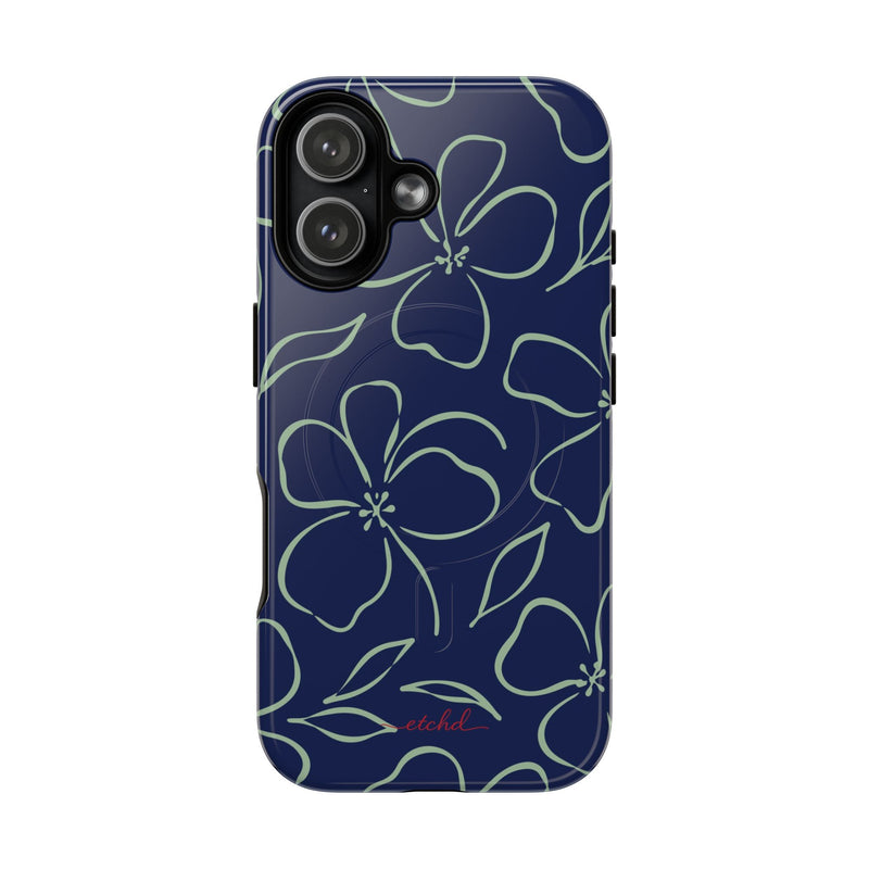 Navy & Sage Floral Magnetic Phone Case by etchd, view 25
