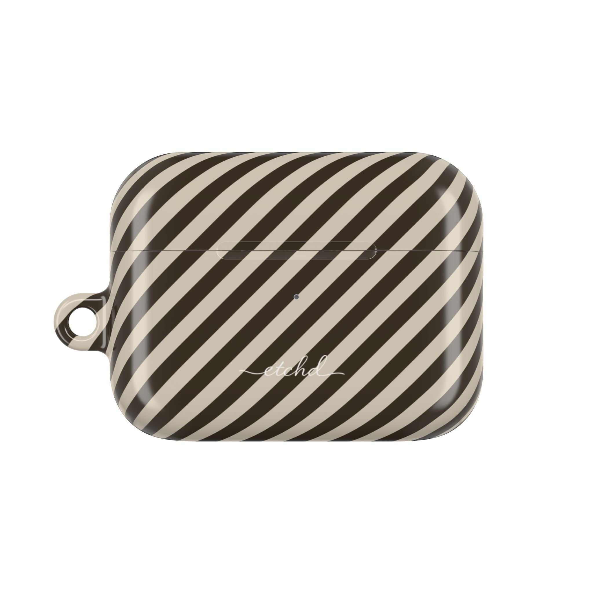 Cream & Brown Striped Diagonal AirPod Case by etchd, view 2
