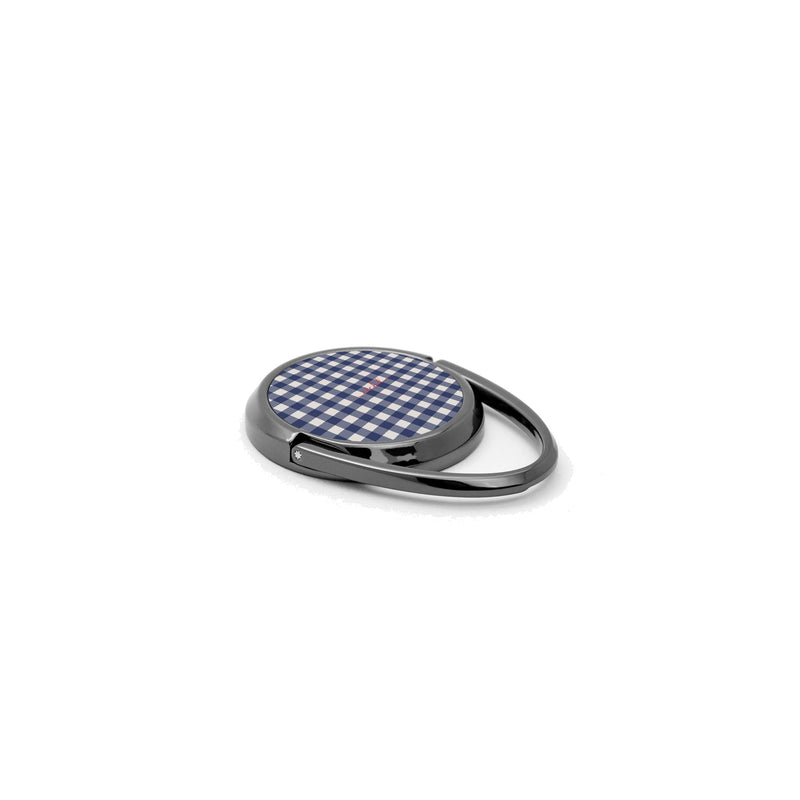 Navy & Cream Gingham Anello supporto per telefono-zoom-