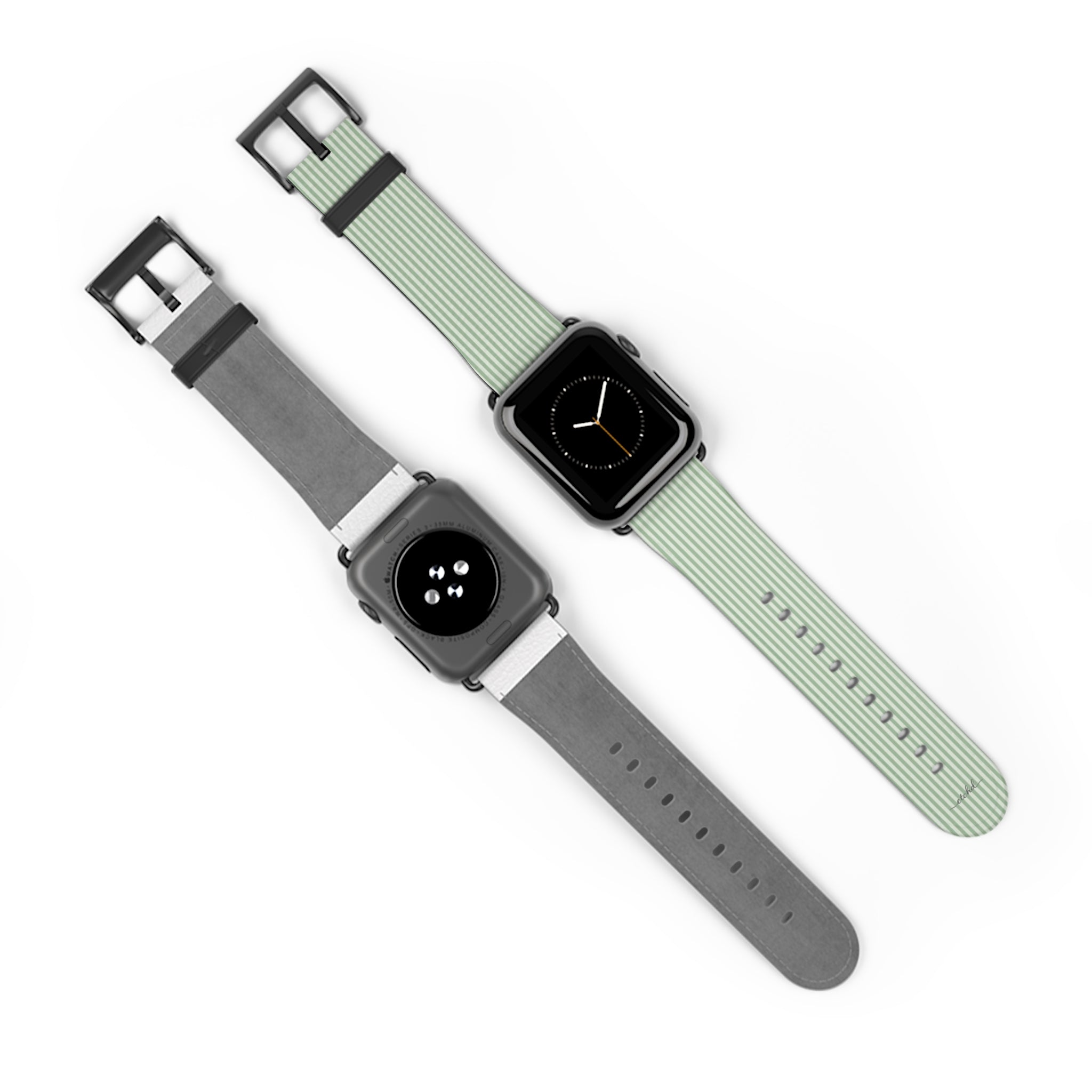 Sage & Cream Striped Smartwatch Strap by etchd, view 10