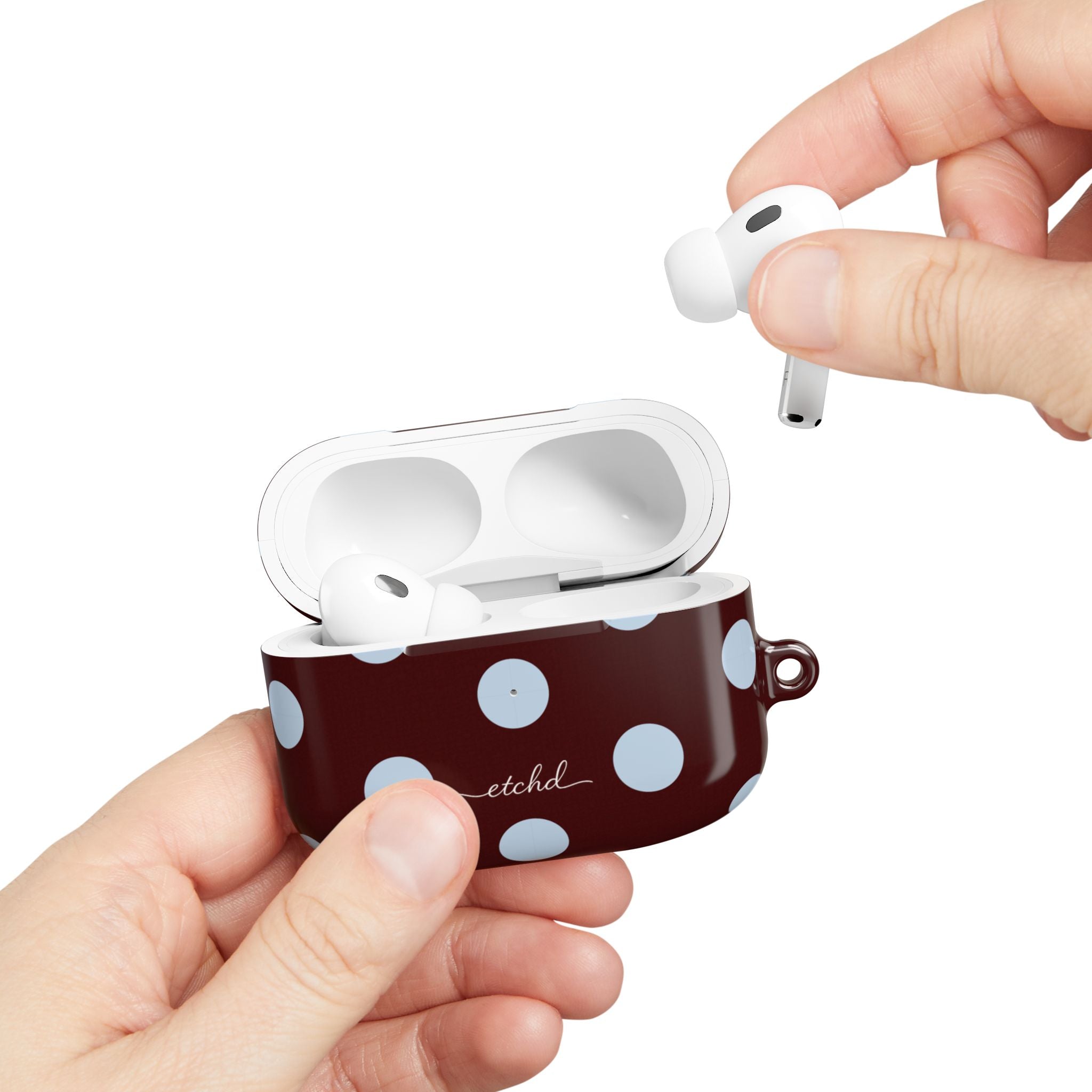 Cherry & Blue Polka Dot AirPod Case by etchd, view 11