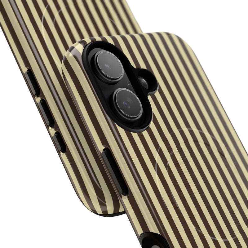 Butter & Brown Striped Magnetic Phone Case by etchd, view 87