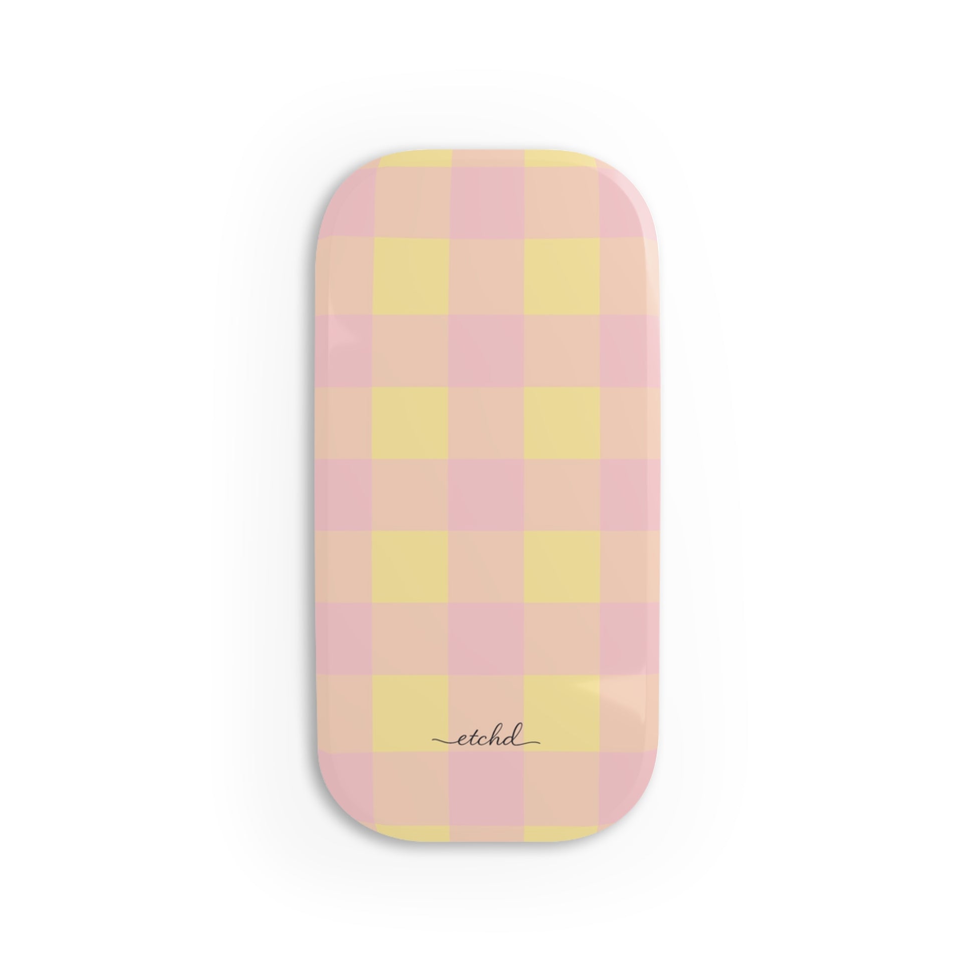 Butter & Pink Gingham Anello clip per telefono di etchd