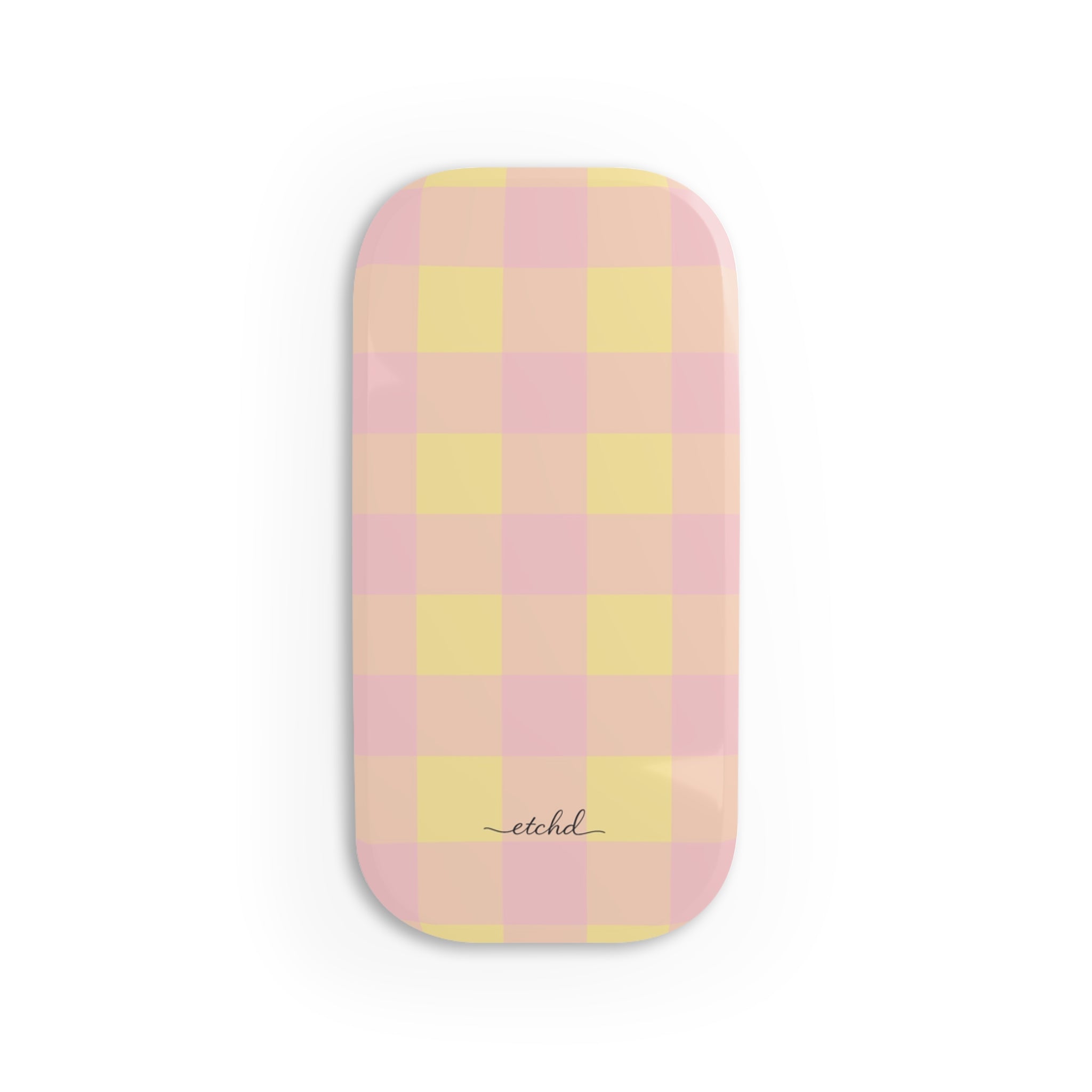 Butter & Pink Gingham Click-On Phone Grip by etchd