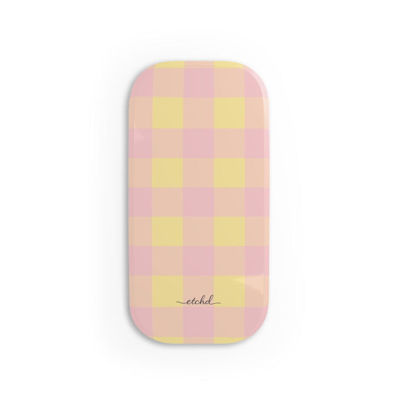 Butter & Pink Gingham Anello clip per telefono di etchd