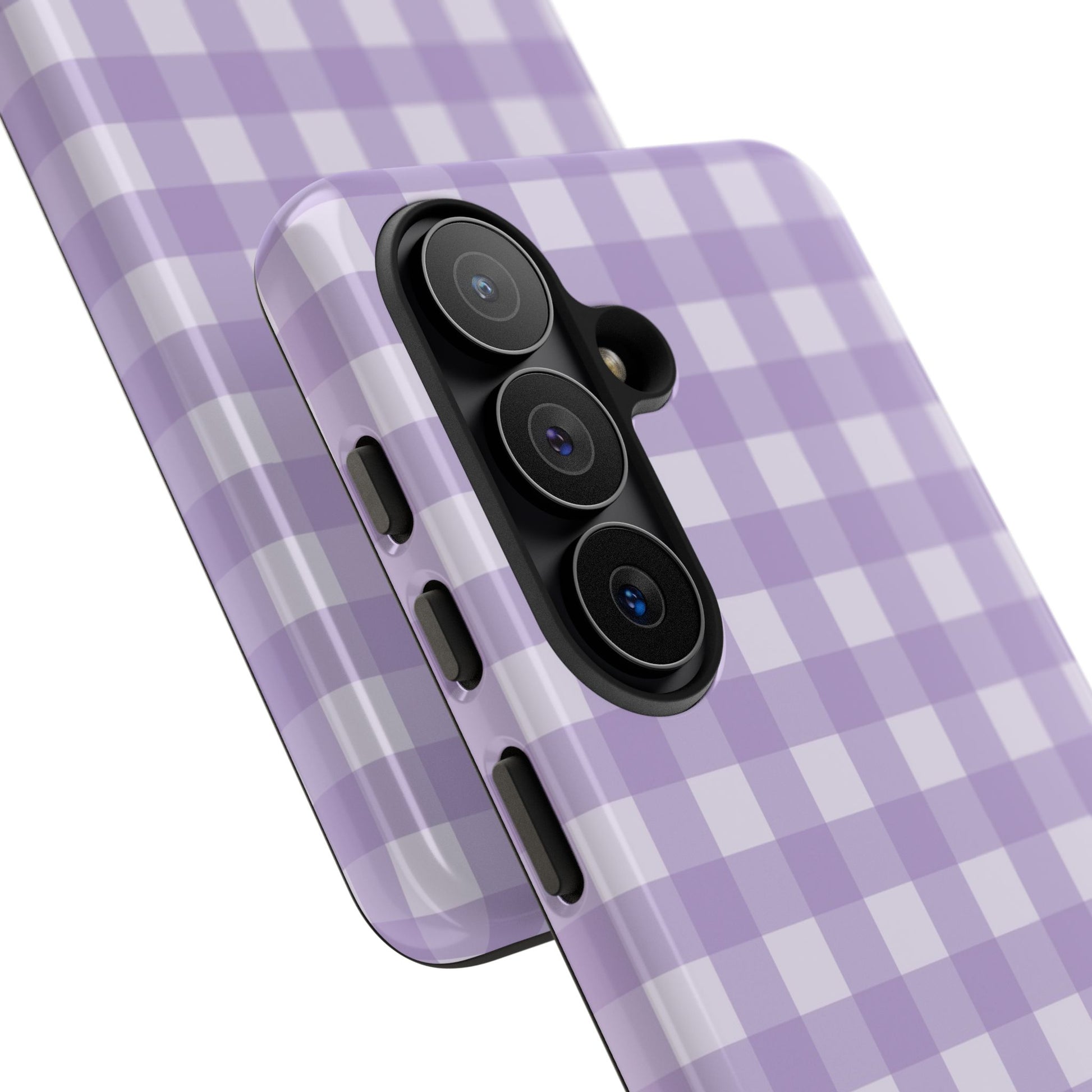 Lilac & Cream Gingham Phone Case by etchd, view 209
