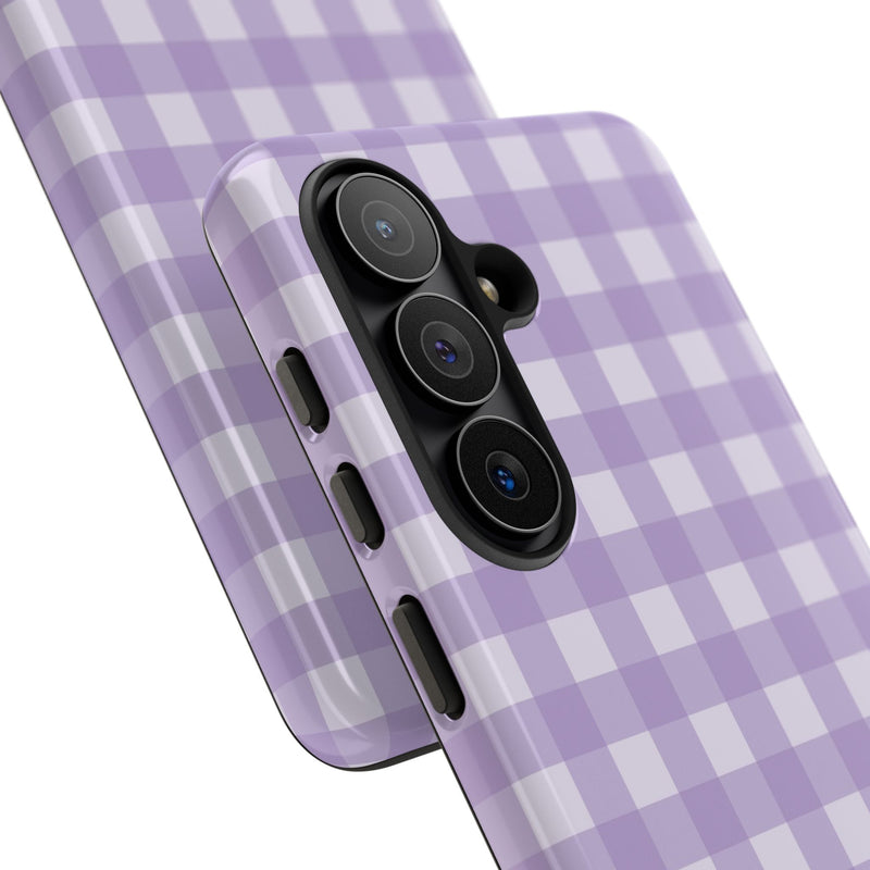 Lilac & Cream Gingham Phone Case by etchd, view 209