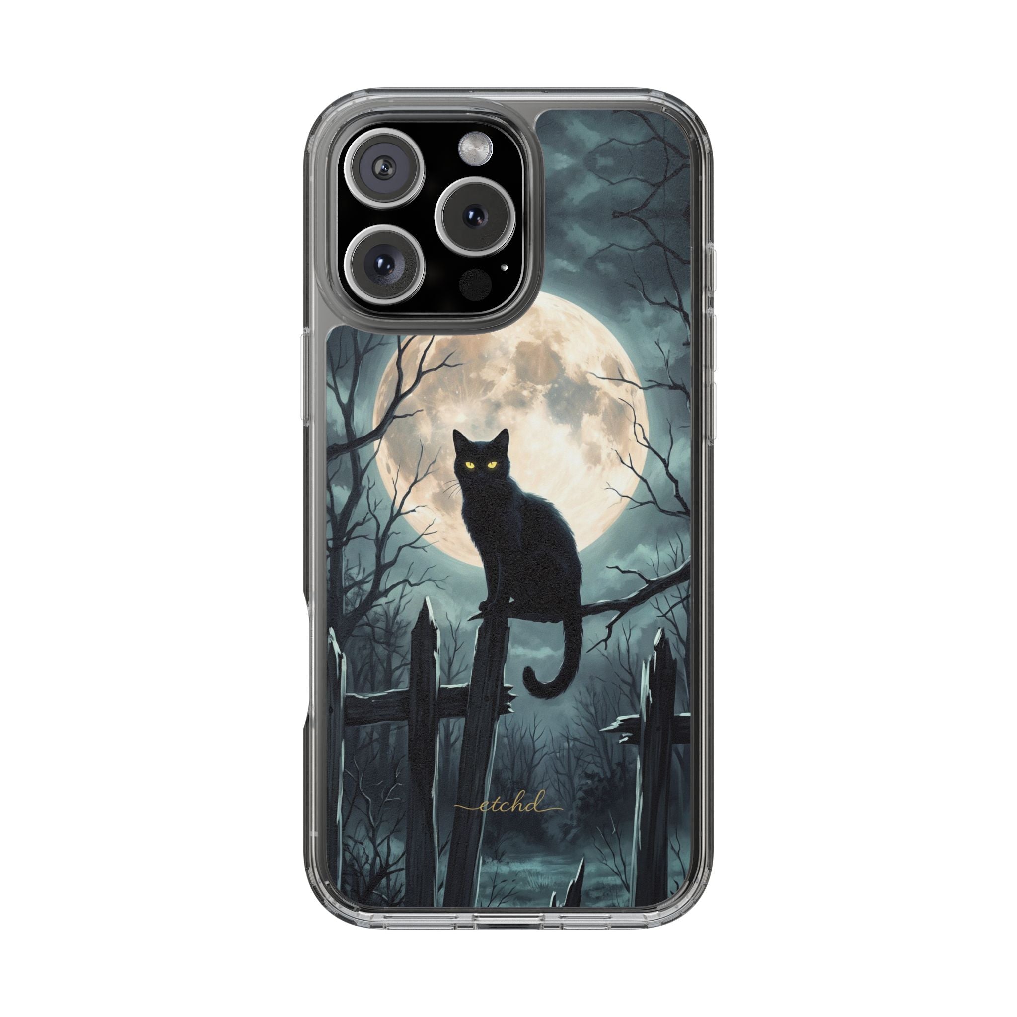 Midnight Cat Clear Phone Case by etchd