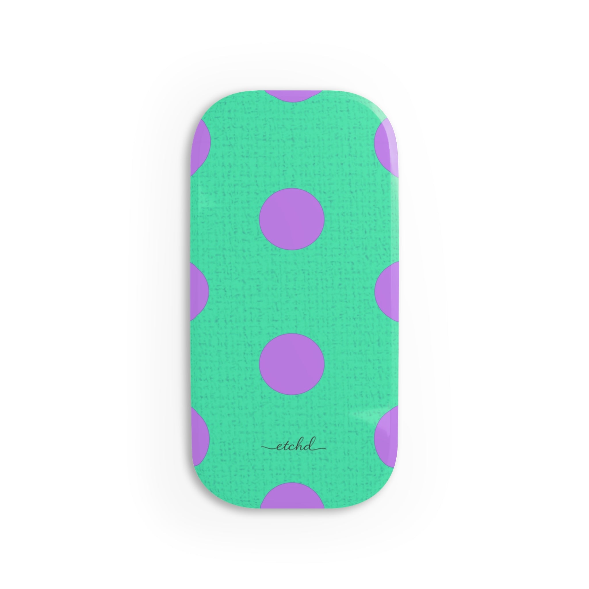 Lilac And Hypermint Polka Dot Click-On Phone Grip by etchd