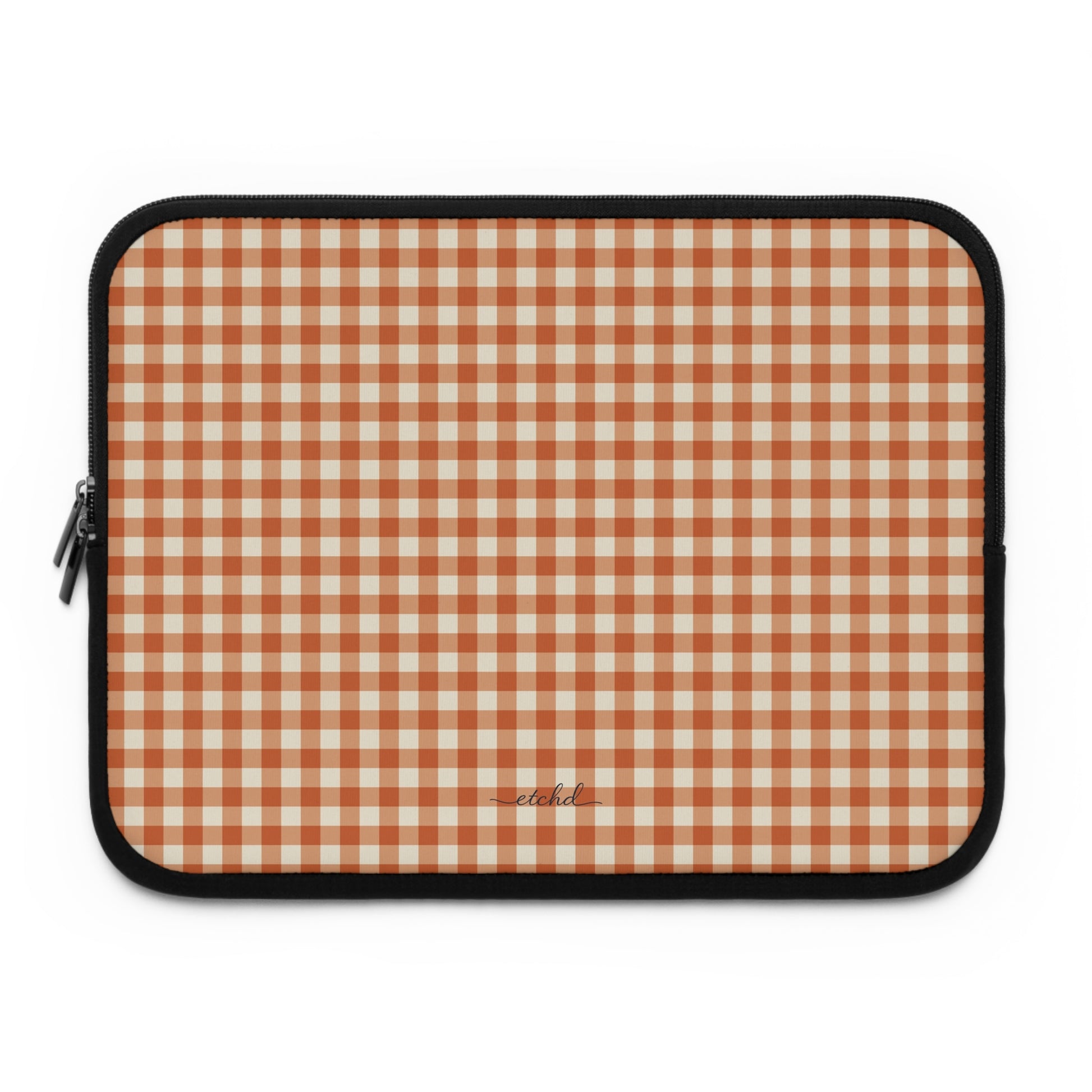 Terracotta Gingham Laptop Sleeve by etchd