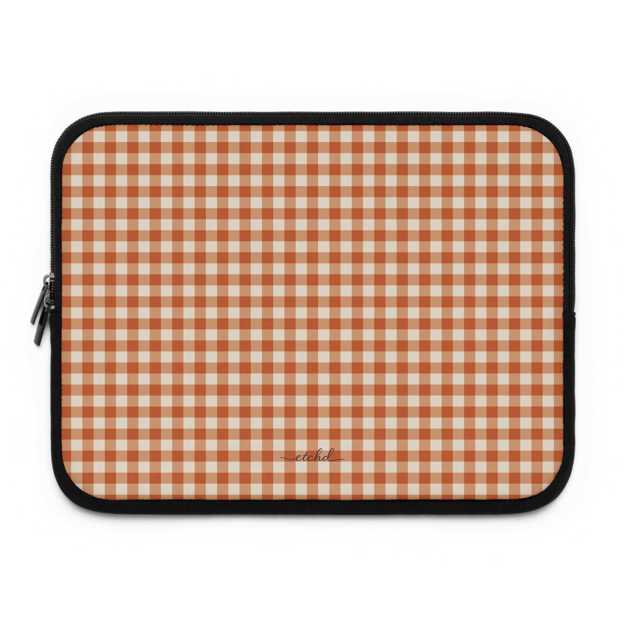 Terracotta Gingham Laptop Sleeve by etchd