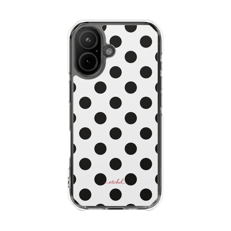 Black & White Polka Dot Transparente Magnet-Handyhülle-zoom-