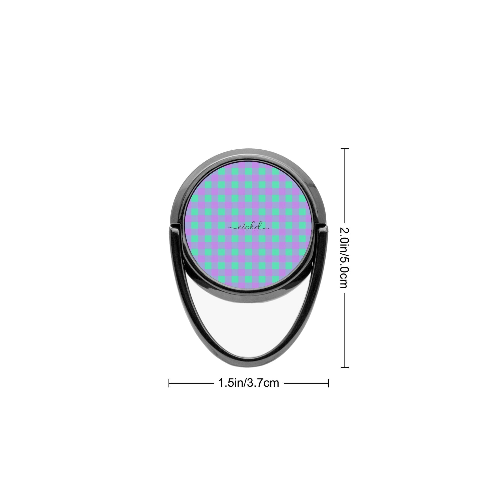 Hypermint & Lilac Gingham Phone Ring Holder by etchd, view 3