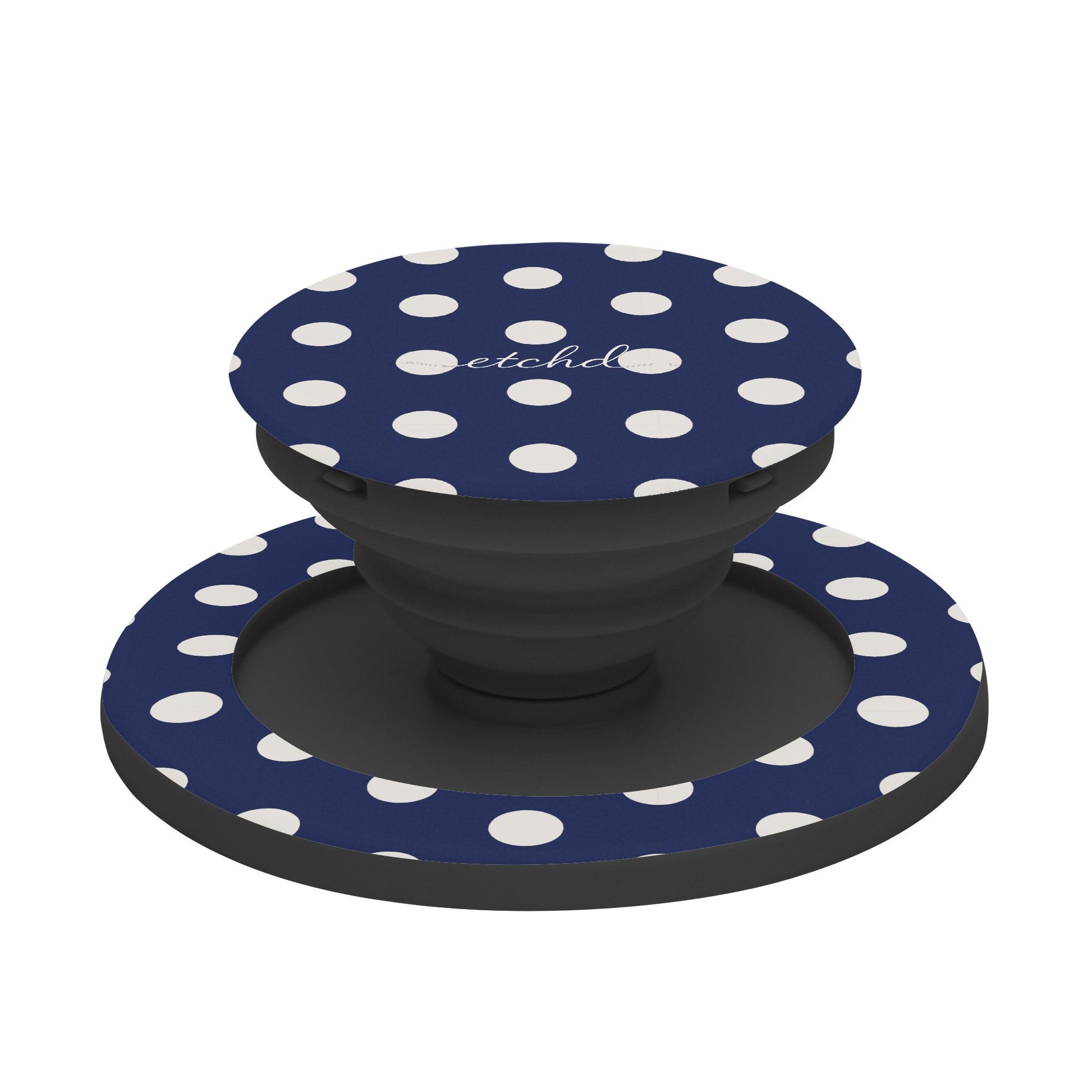 Cream & Navy Polka Dot Phone Grip And Stand by etchd, view 6