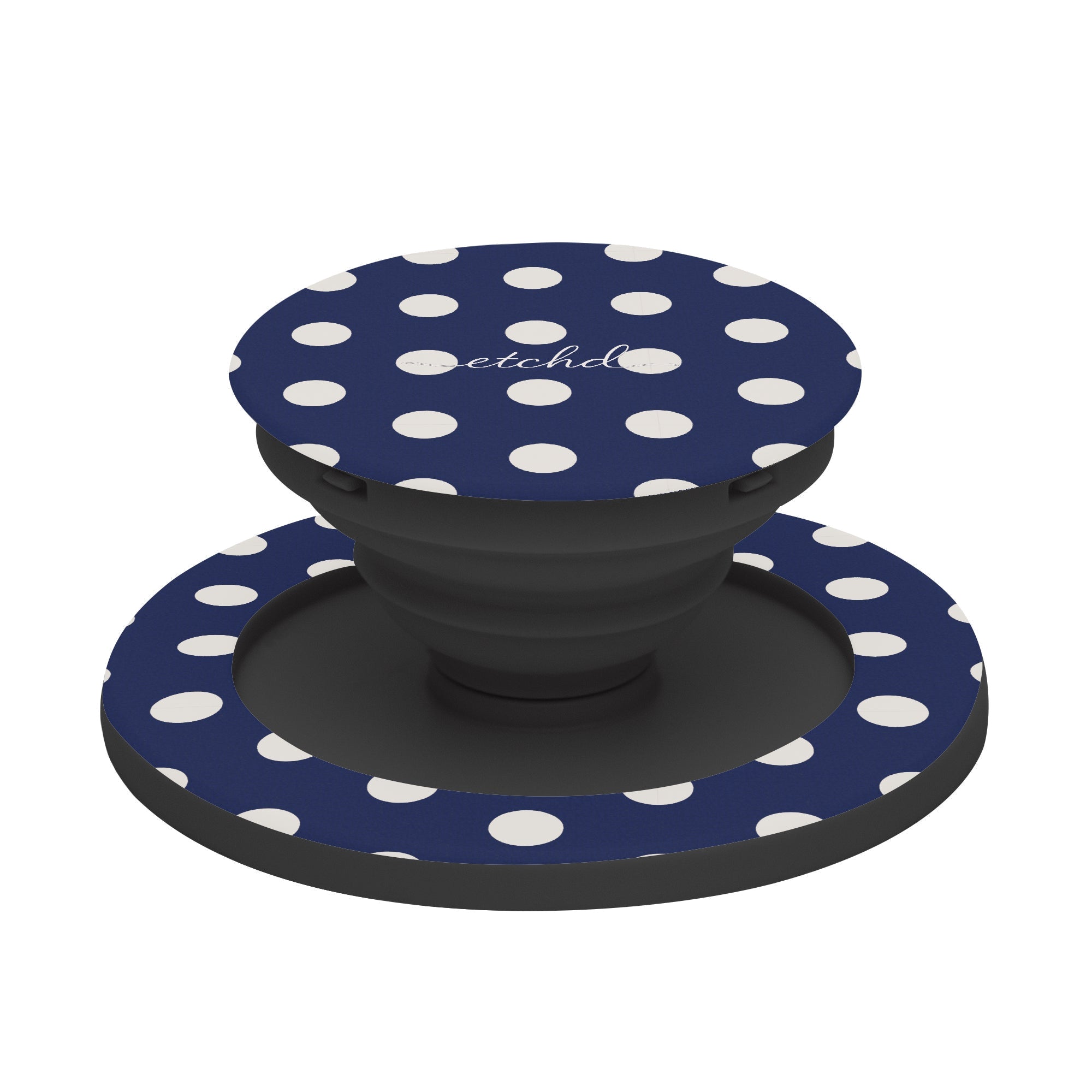 Cream & Navy Polka Dot Phone Grip And Stand by etchd, view 6