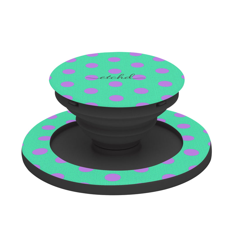 Lilac And Hypermint Polka Dot Phone Grip And Stand-zoom-