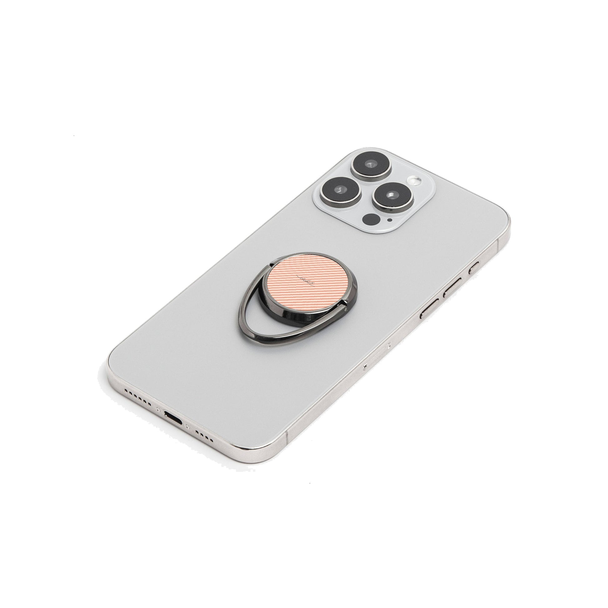Coral & Cream Striped Diagonal Phone Ring Holder by etchd, view 6