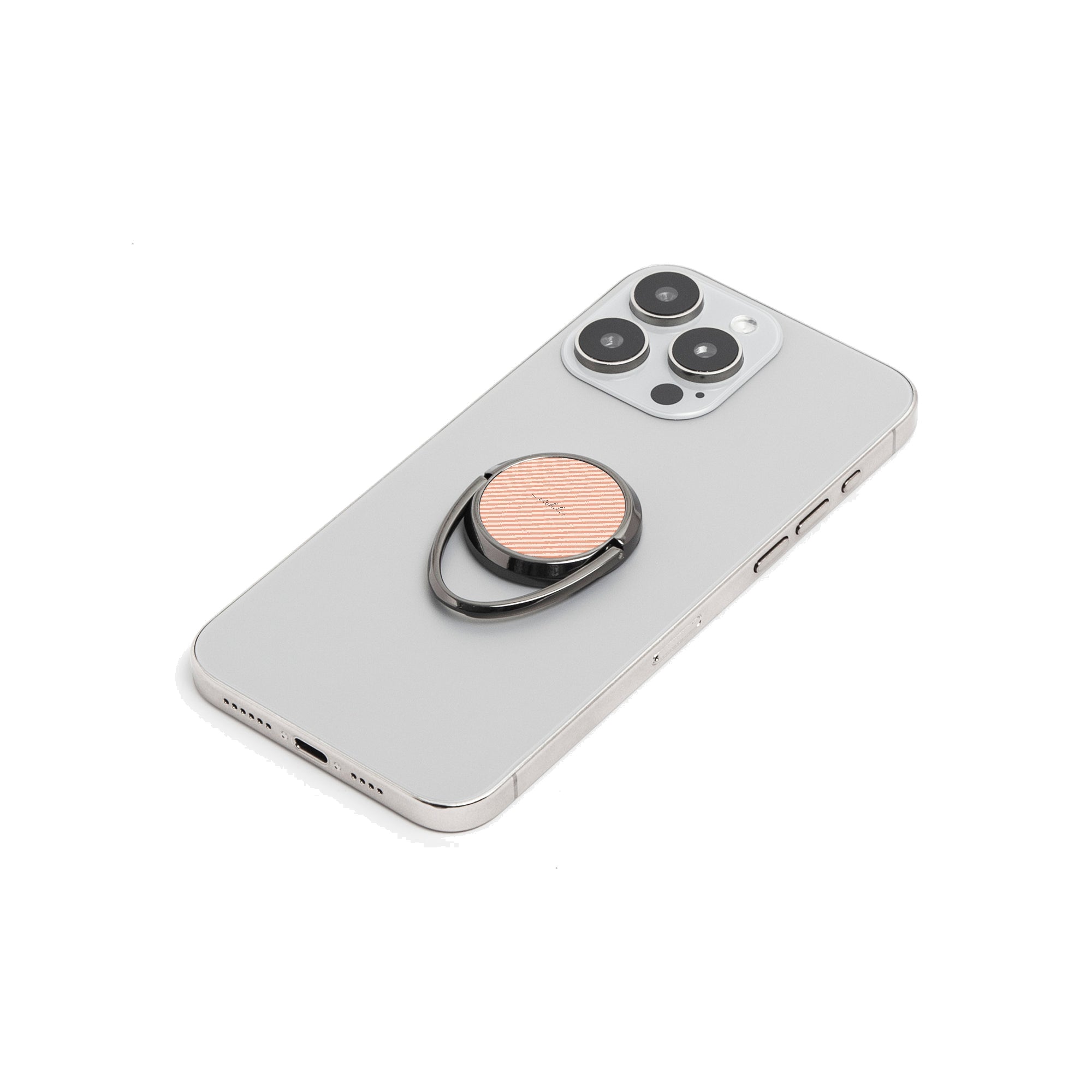 Coral & Cream Striped Diagonal Phone Ring Holder by etchd, view 6