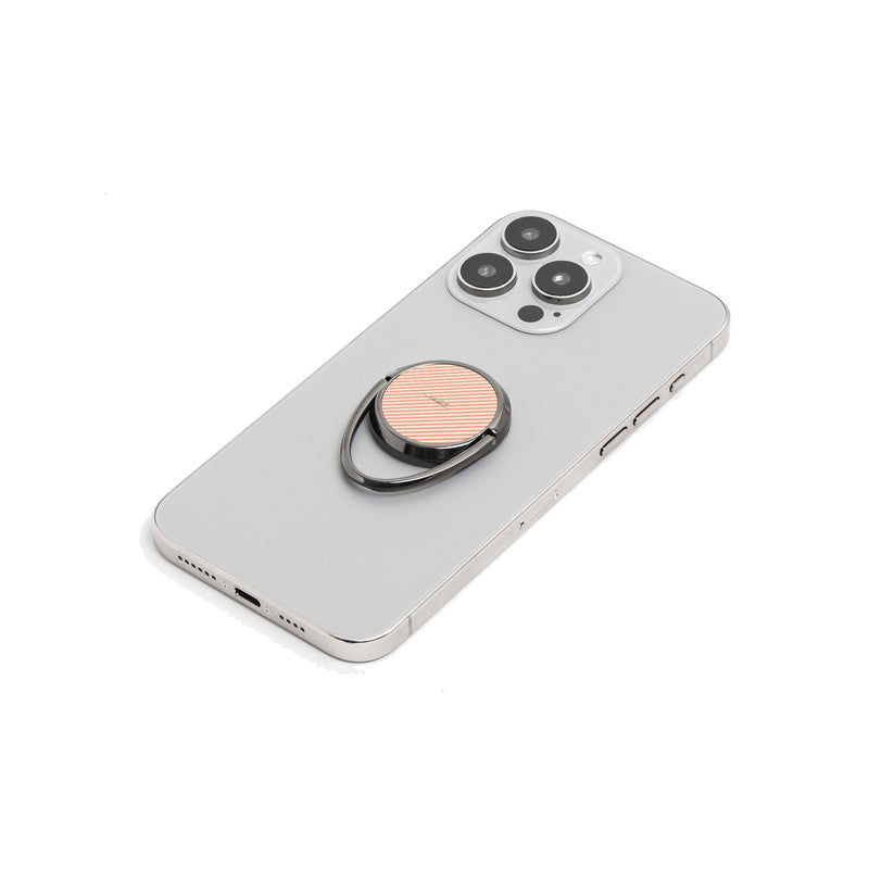Coral & Cream Striped Diagonal Phone Ring Holder-zoom-