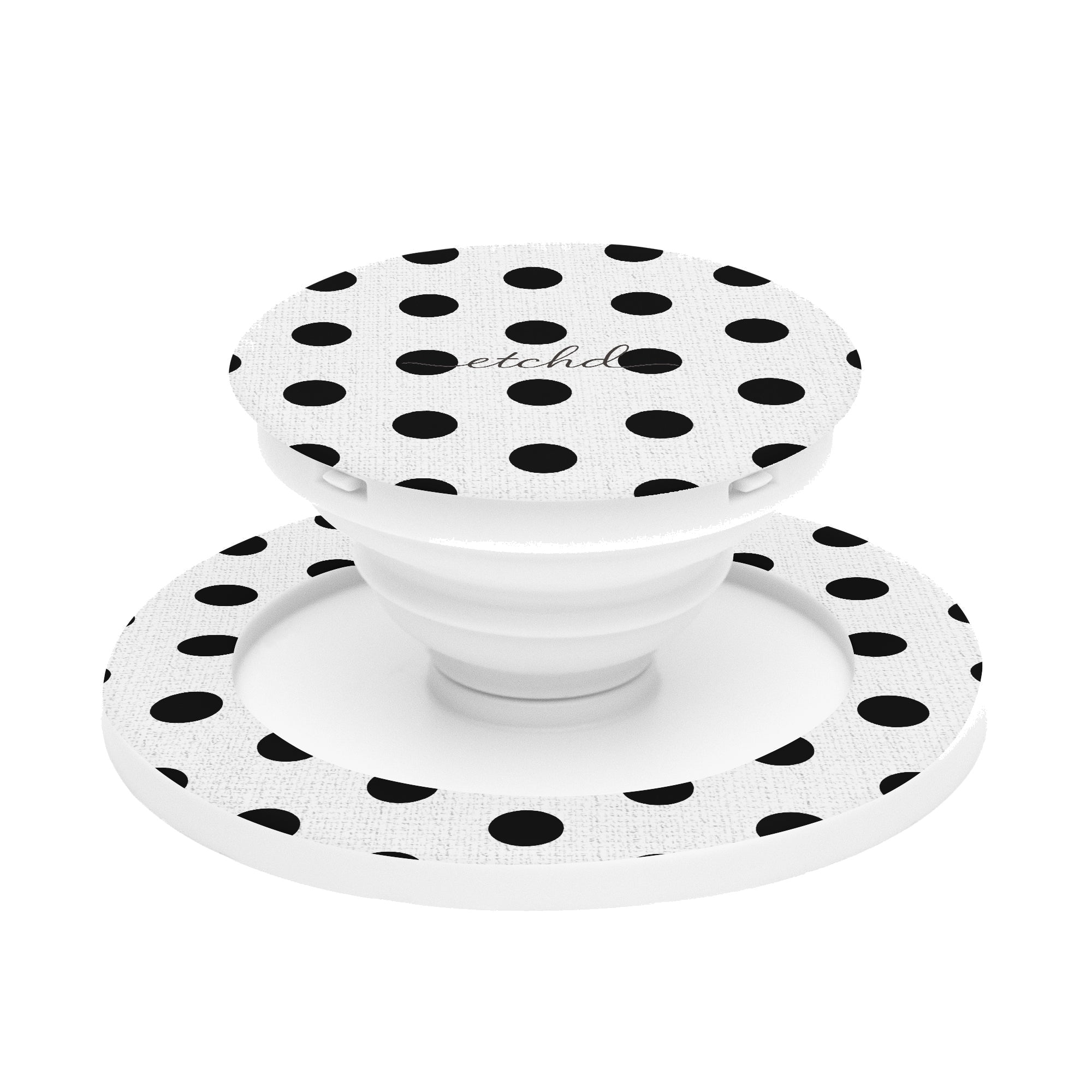 Black & White Polka Dot Phone Grip And Stand by etchd
