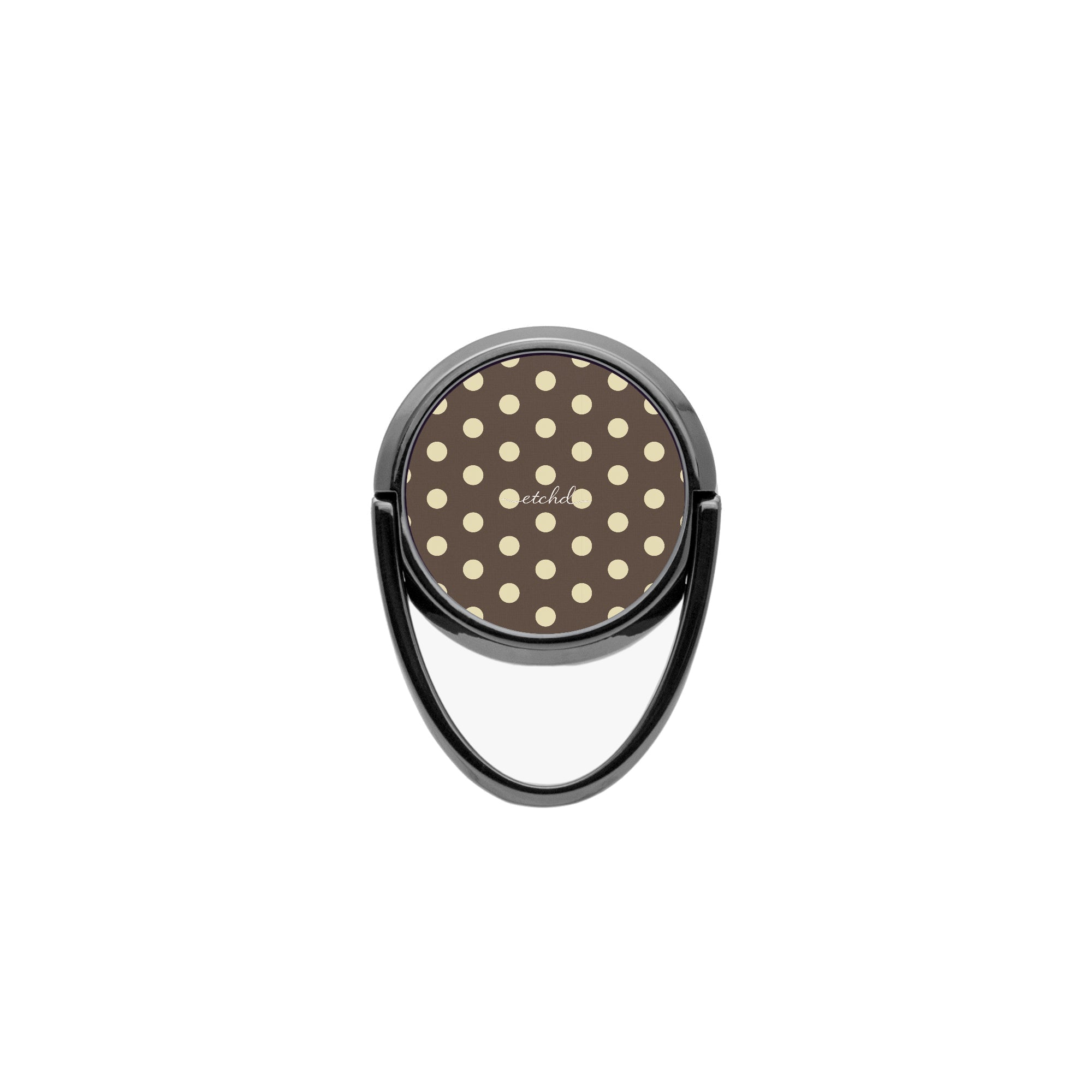 Brown And Butter Yellow Polka Dot Phone Ring Holder by etchd, view 4