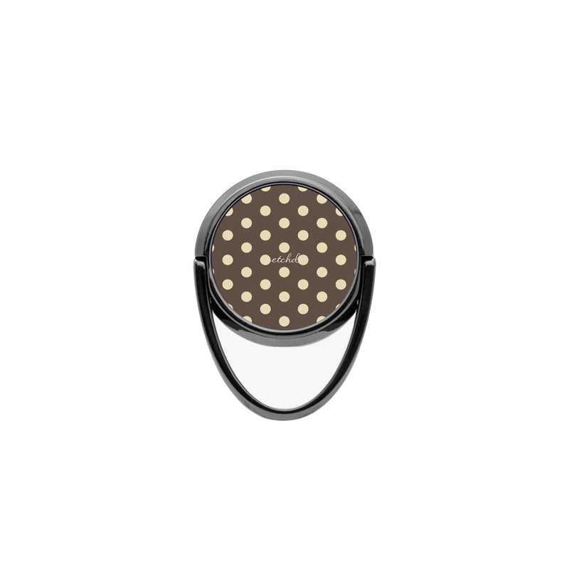 Brown And Butter Yellow Polka Dot Phone Ring Holder-zoom-