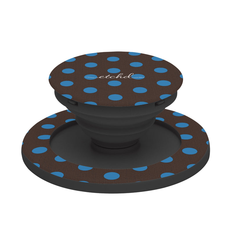 Cerulean And Espresso Polka Dot Phone Grip And Stand-zoom-