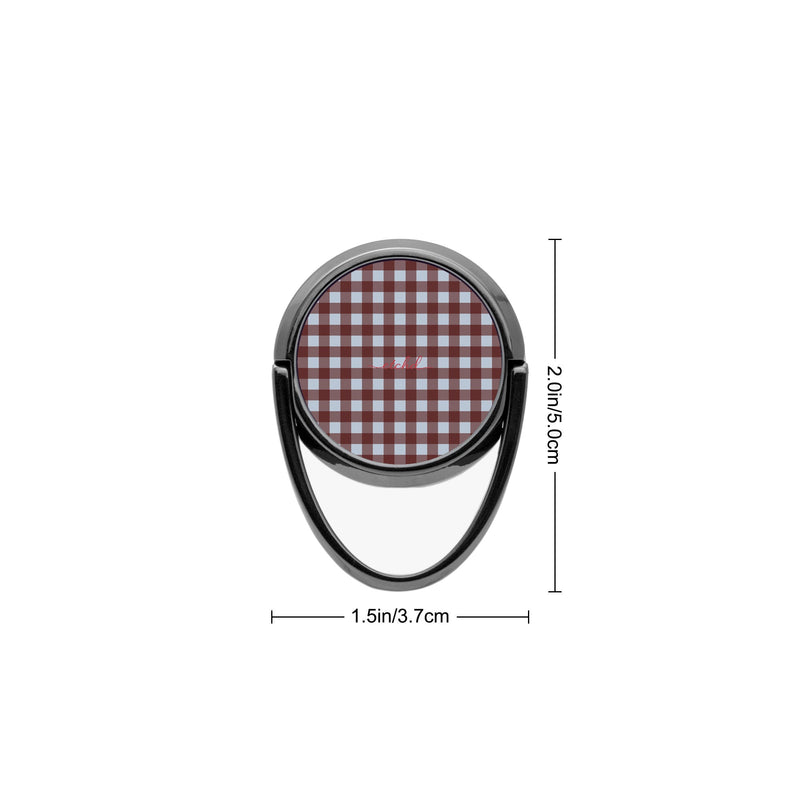Blue & Cherry Gingham Anello supporto per telefono-zoom-