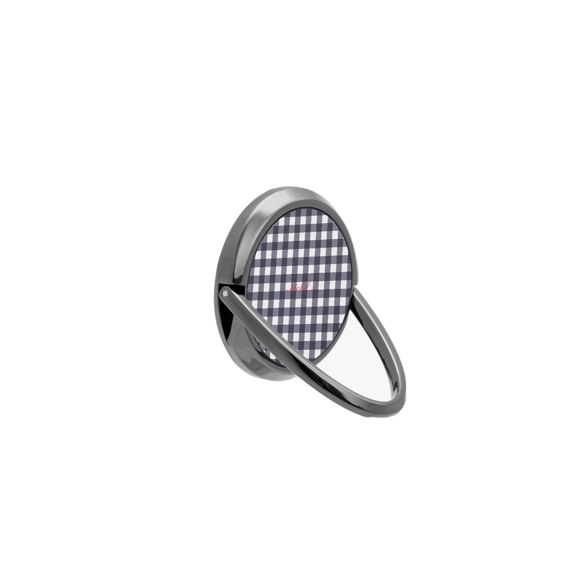 White & Navy Gingham Phone Ring Holder by etchd, view 8