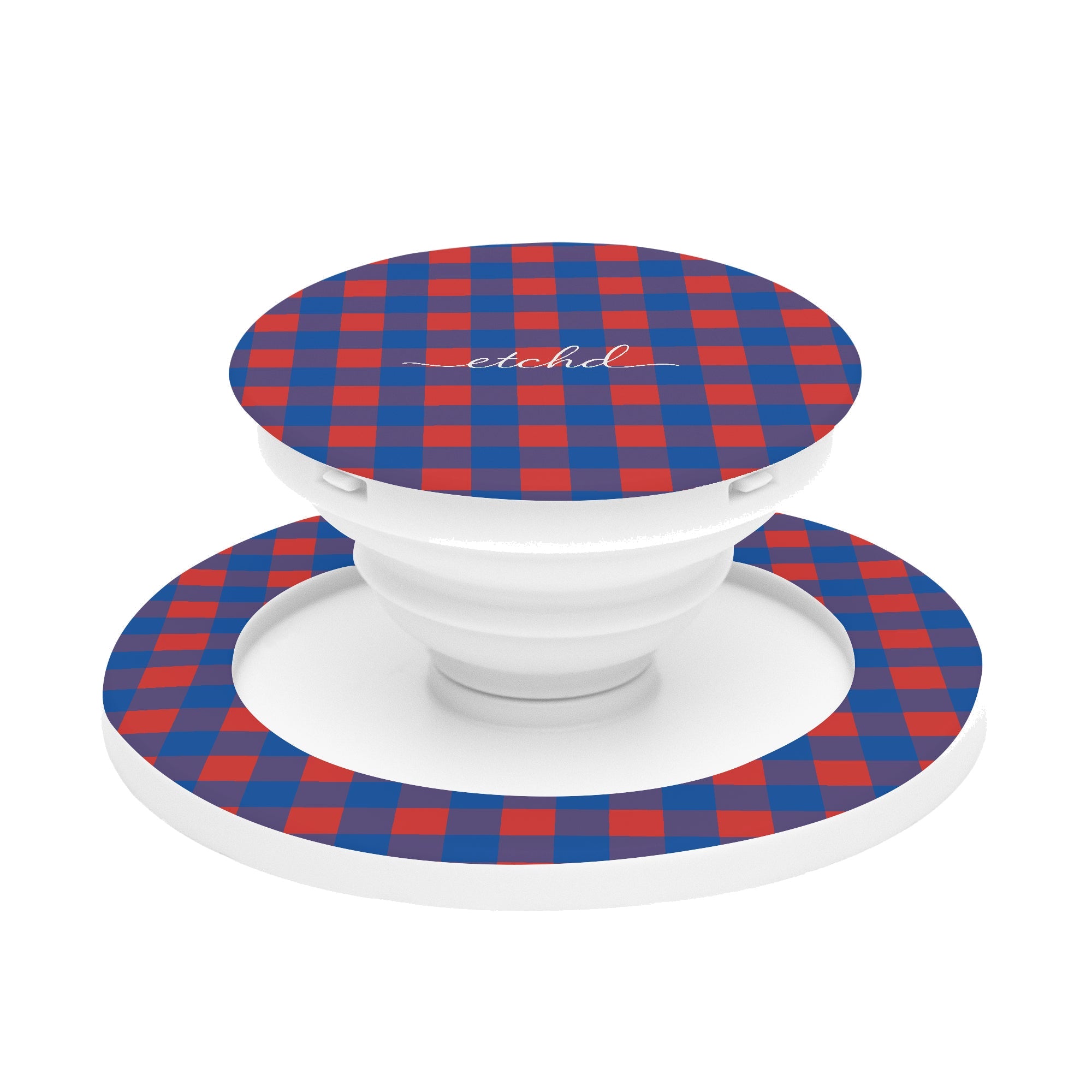 Cobalt & Poppy Gingham Phone Grip And Stand by etchd