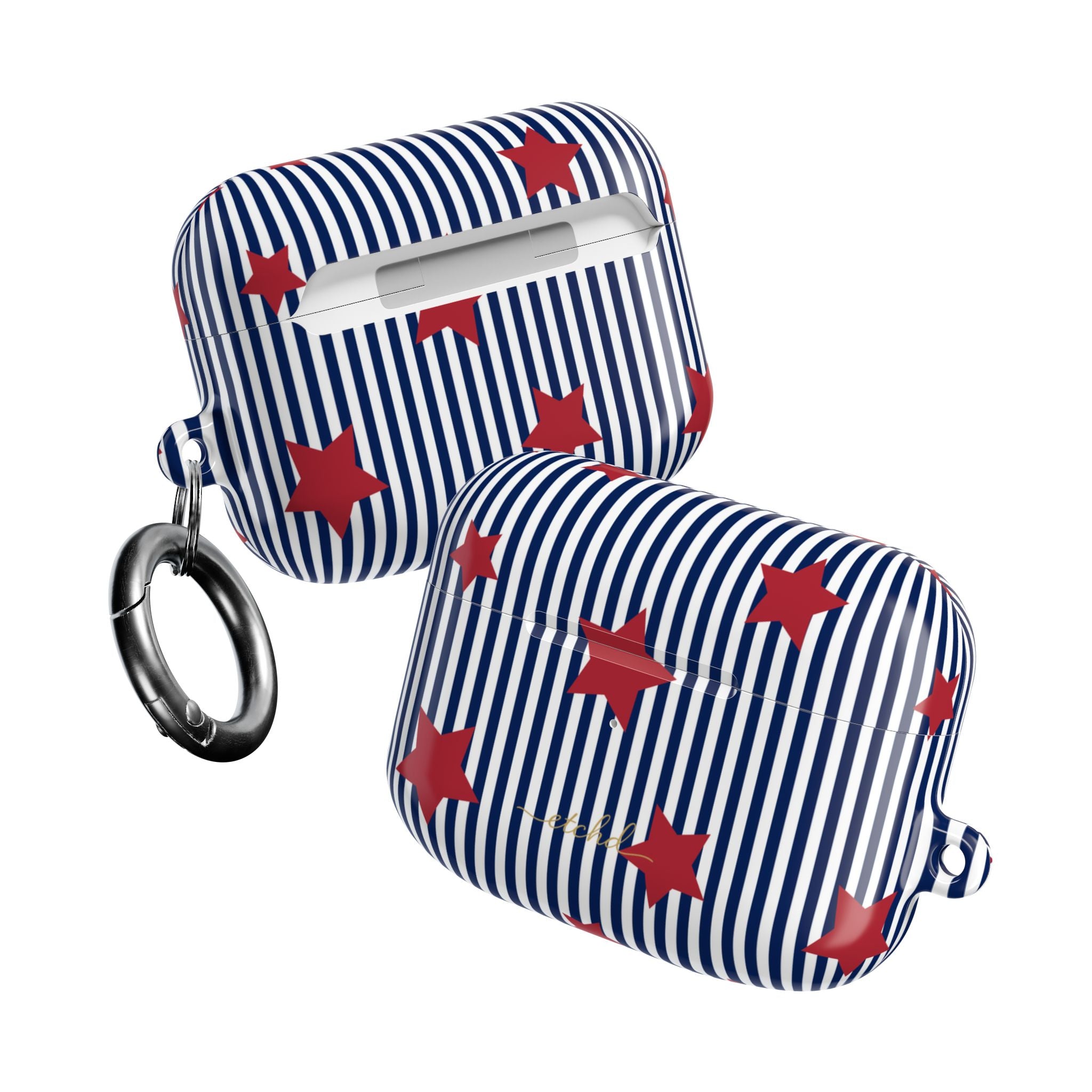 Blue Stripes & Red Stars AirPod Case by etchd, view 10