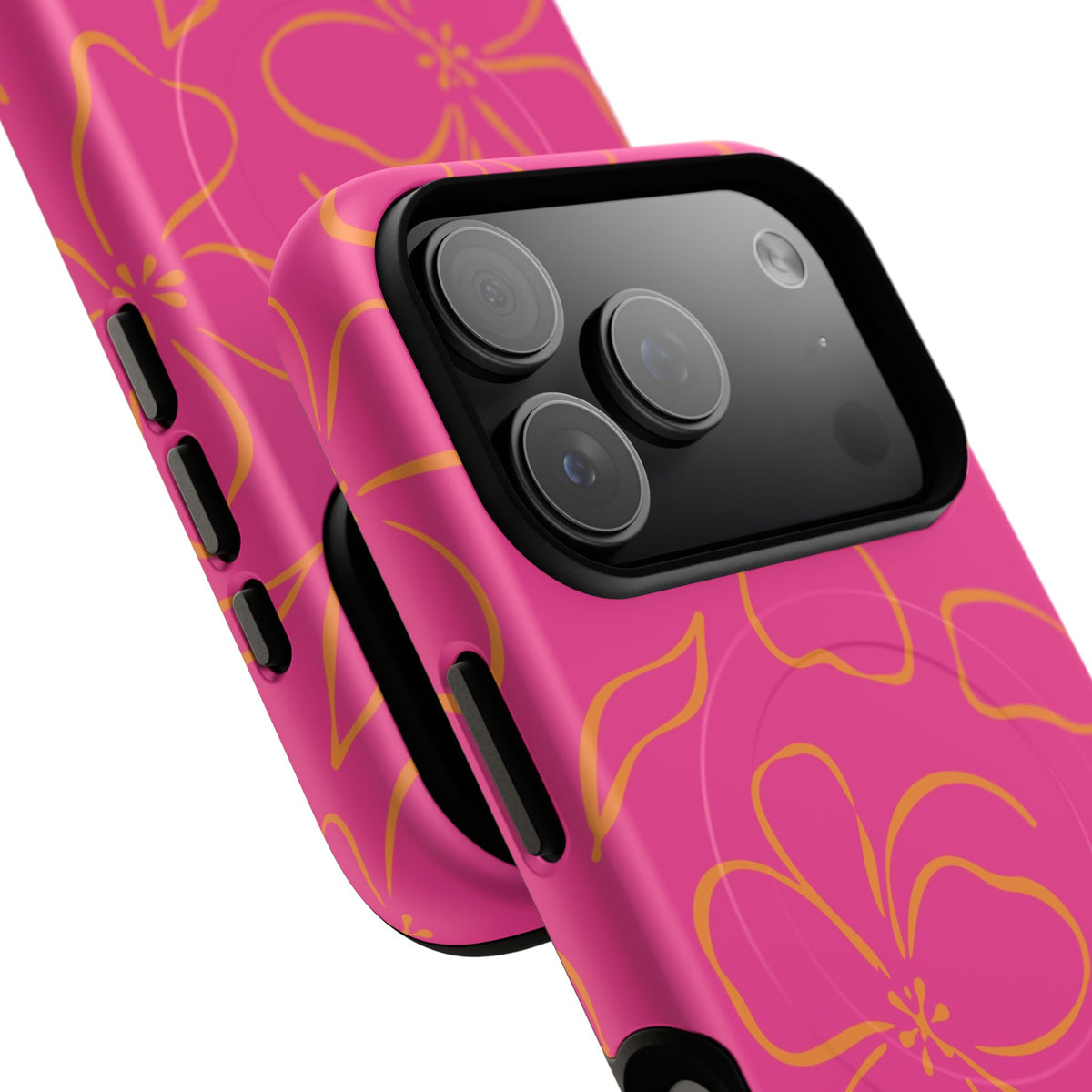Pink & Orange Floral Magnetic Phone Case by etchd, view 100