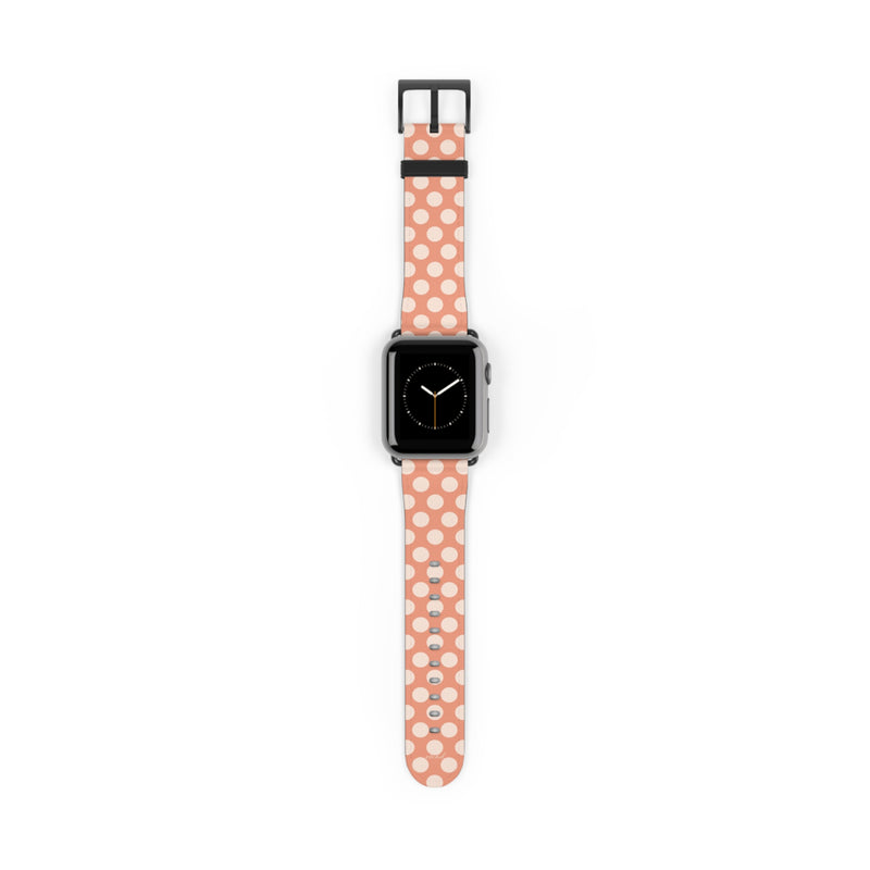 Cream & Coral Polka Dot Smartwatch Strap-zoom-