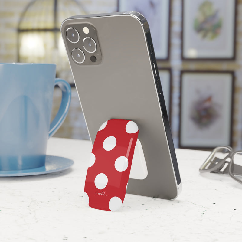 Classic Red Polka Dot Click-On Phone Grip by etchd, view 3