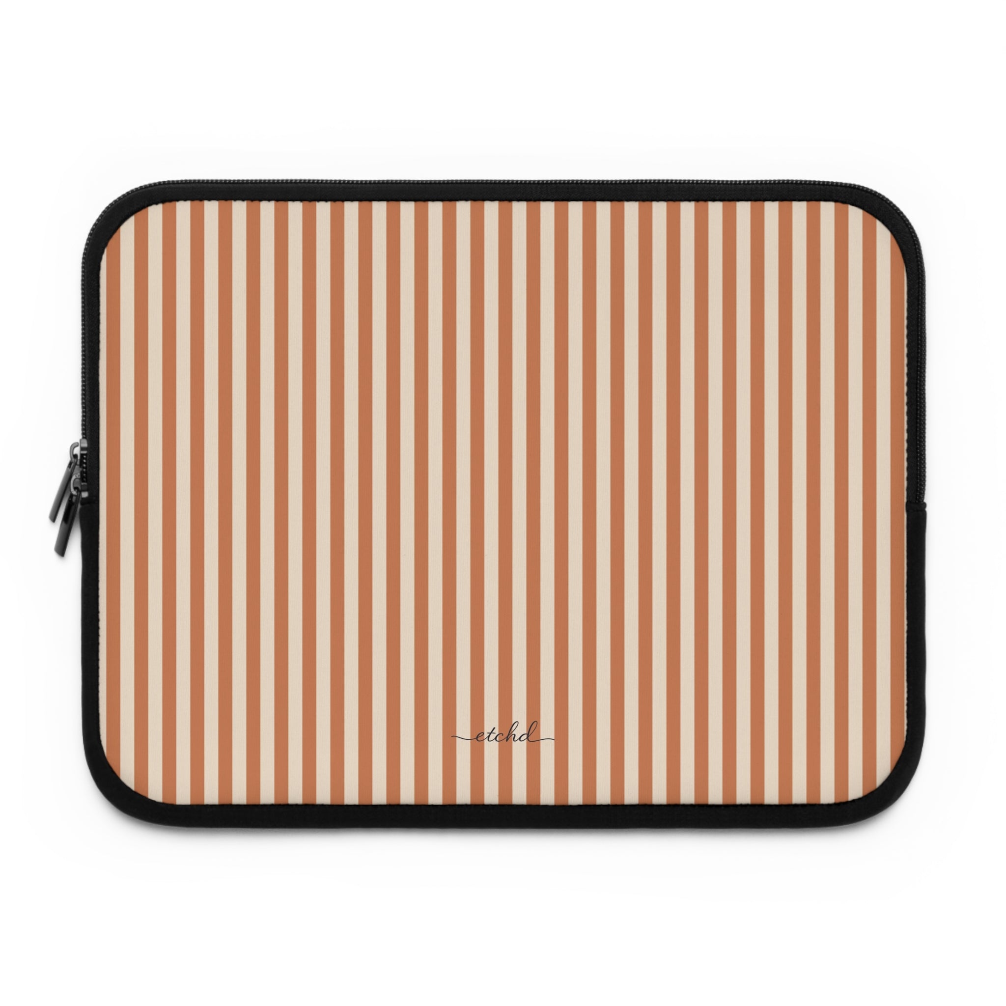 Terracotta & Cream Striped Laptop Sleeve by etchd
