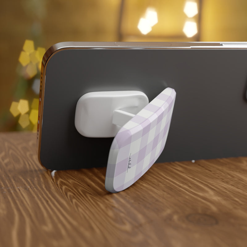 Lilac Gingham Click-On Phone Grip-zoom-