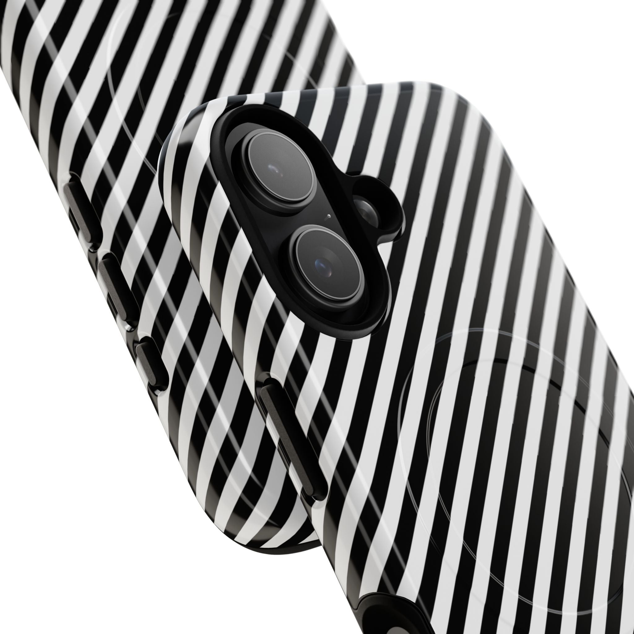 Black & White Striped Diagonal Magnetic Phone Case by etchd, view 87