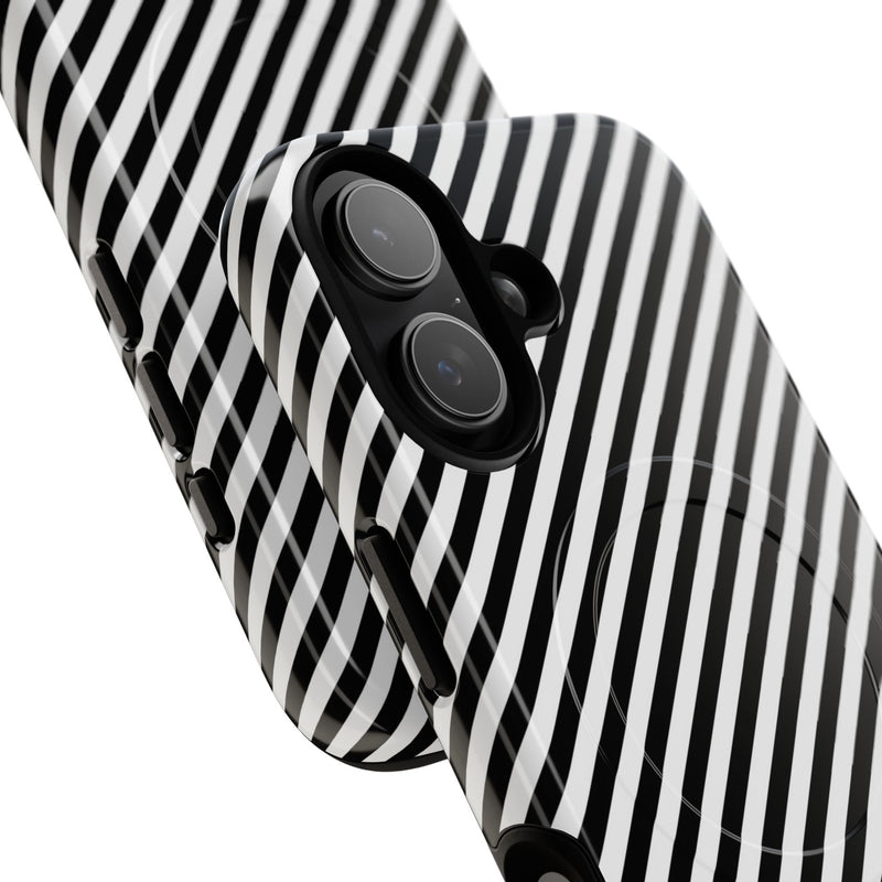 Black & White Striped Diagonal Magnetic Phone Case by etchd, view 87