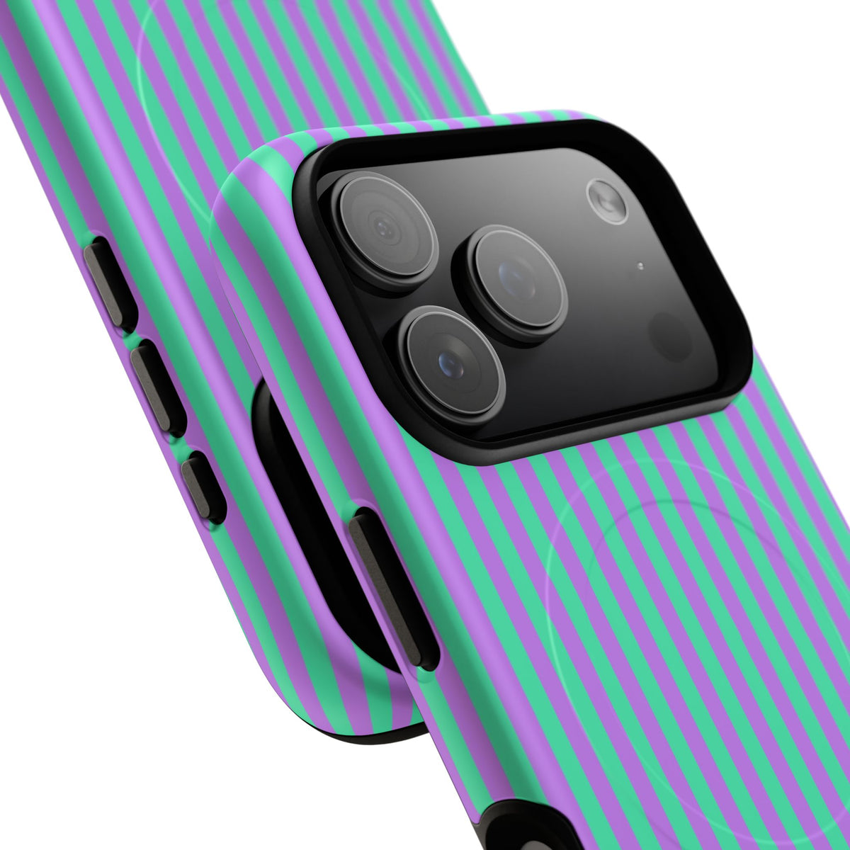 Lilac & Hypermint Striped Magnetic Phone Case by etchd, view 100